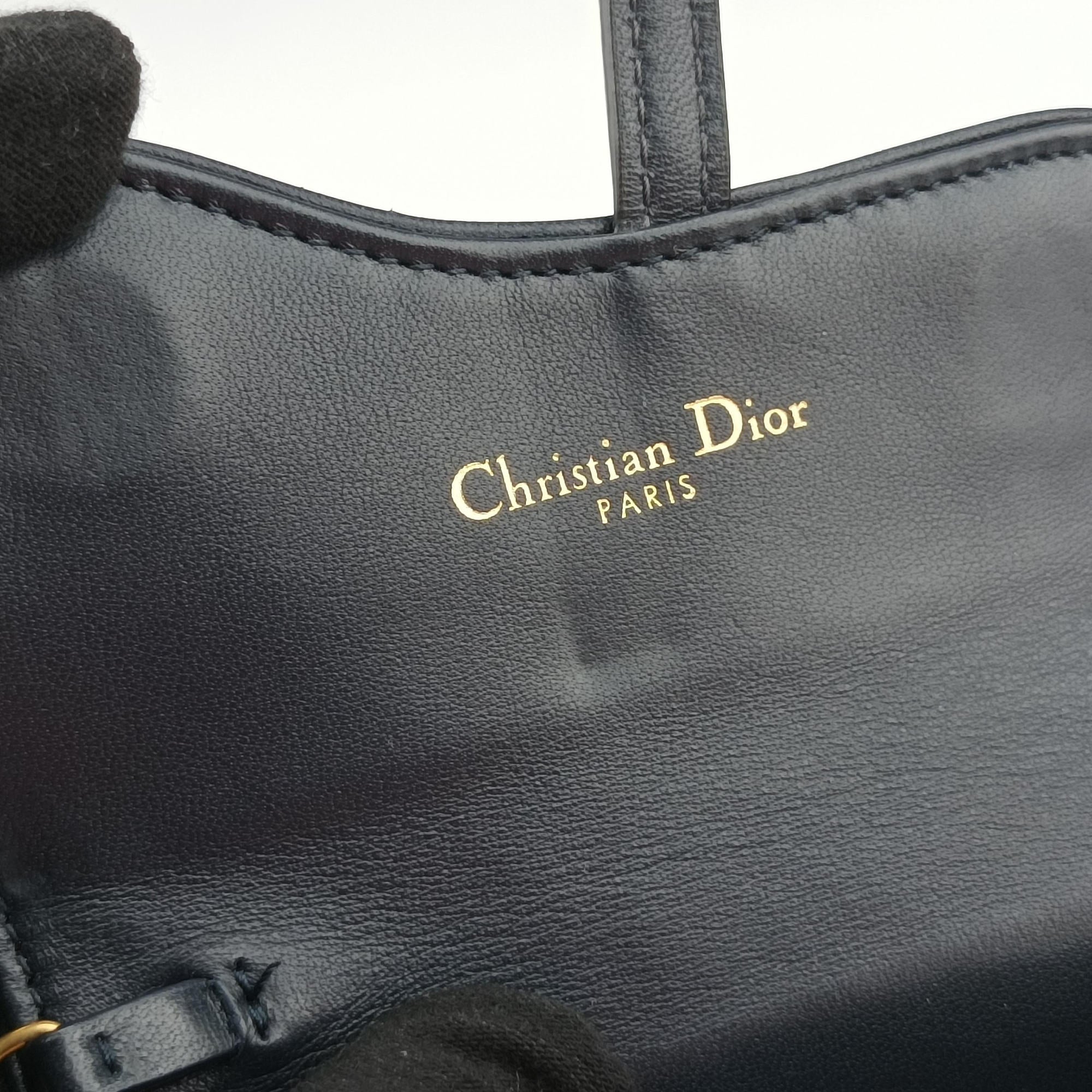 Pre-owned Christian Dior Saddle Navy×Gray jacquard  shoulderbag | stylenewstar