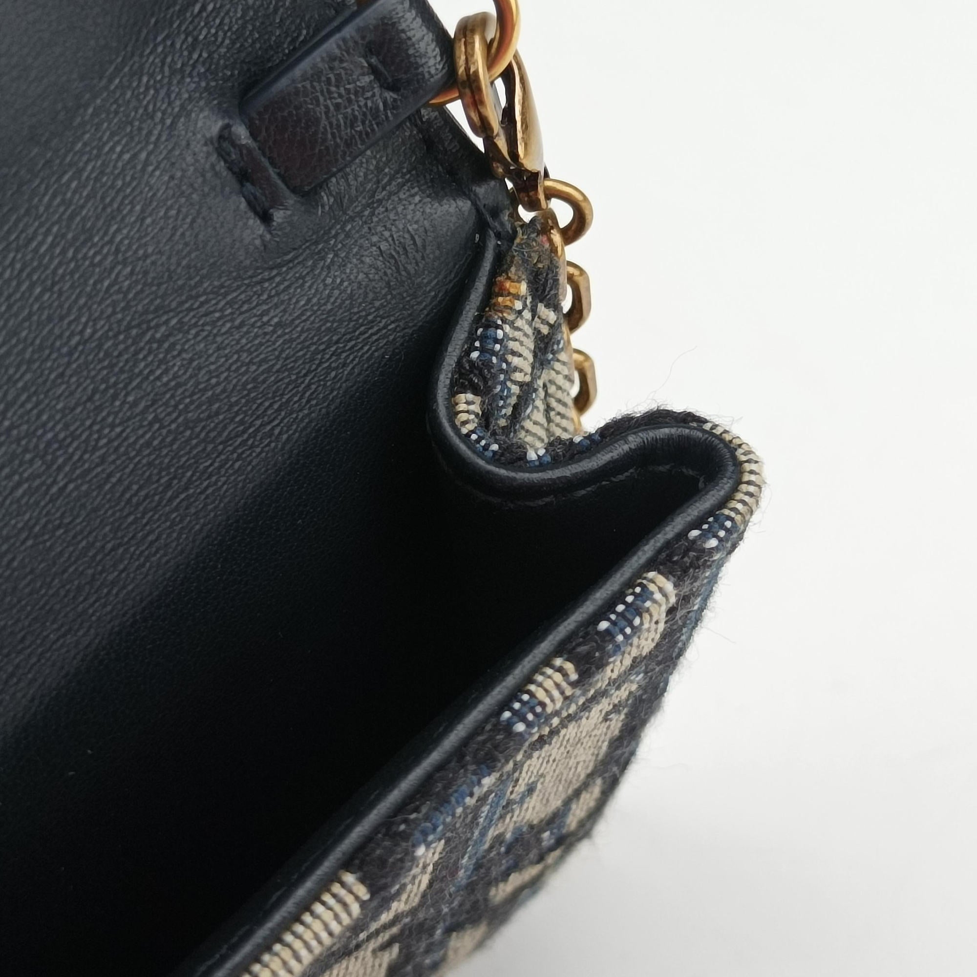 Pre-owned Christian Dior Saddle Navy×Gray jacquard  shoulderbag | stylenewstar