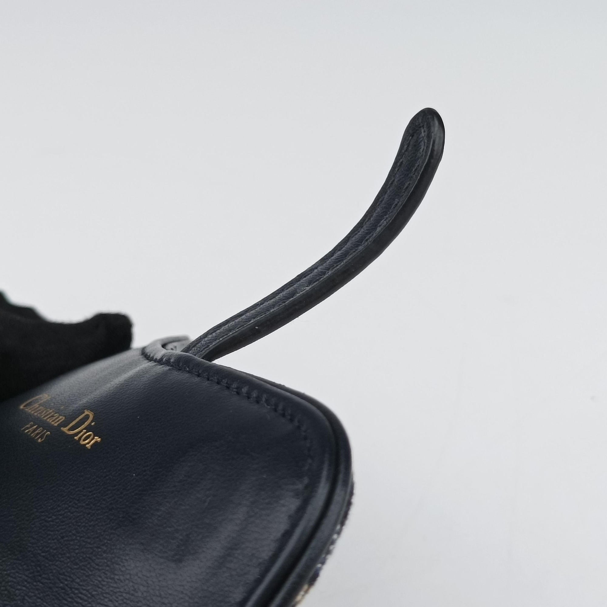 Pre-owned Christian Dior Saddle Navy×Gray jacquard  shoulderbag | stylenewstar