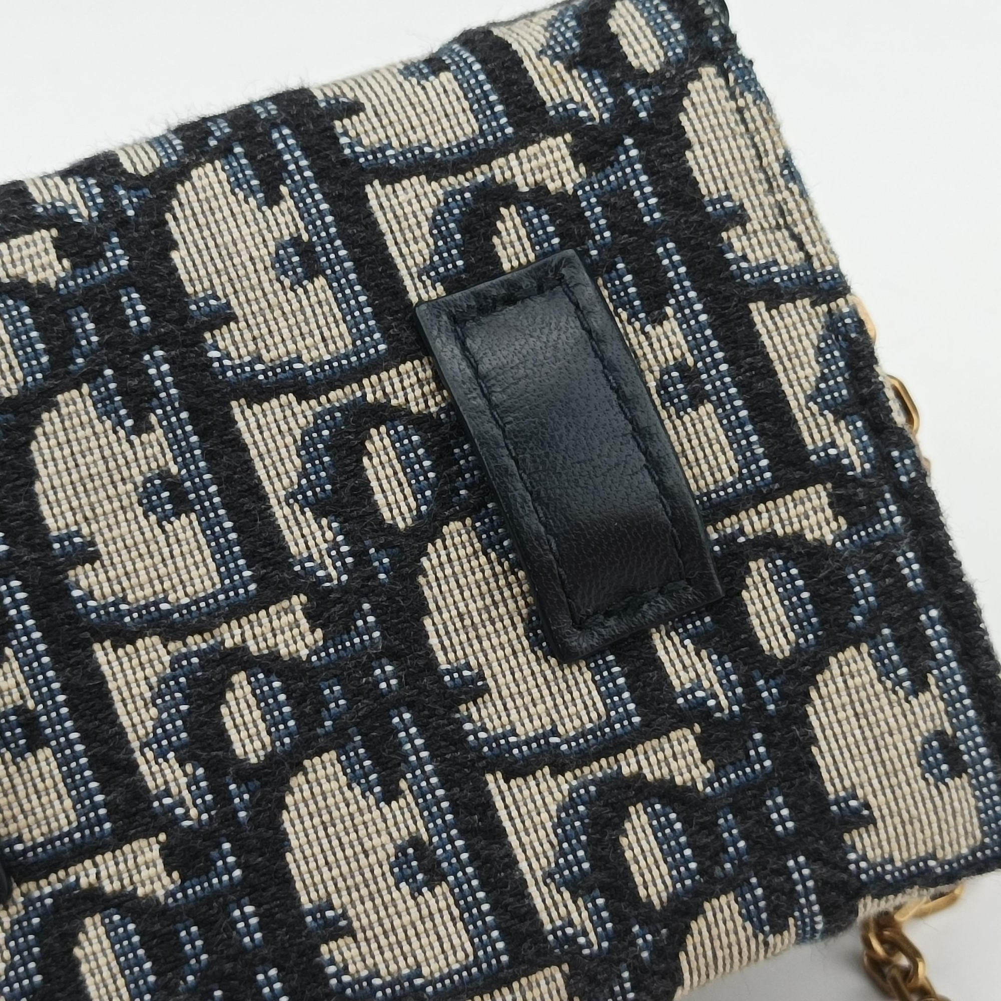 Pre-owned Christian Dior Saddle Navy×Gray jacquard  shoulderbag | stylenewstar