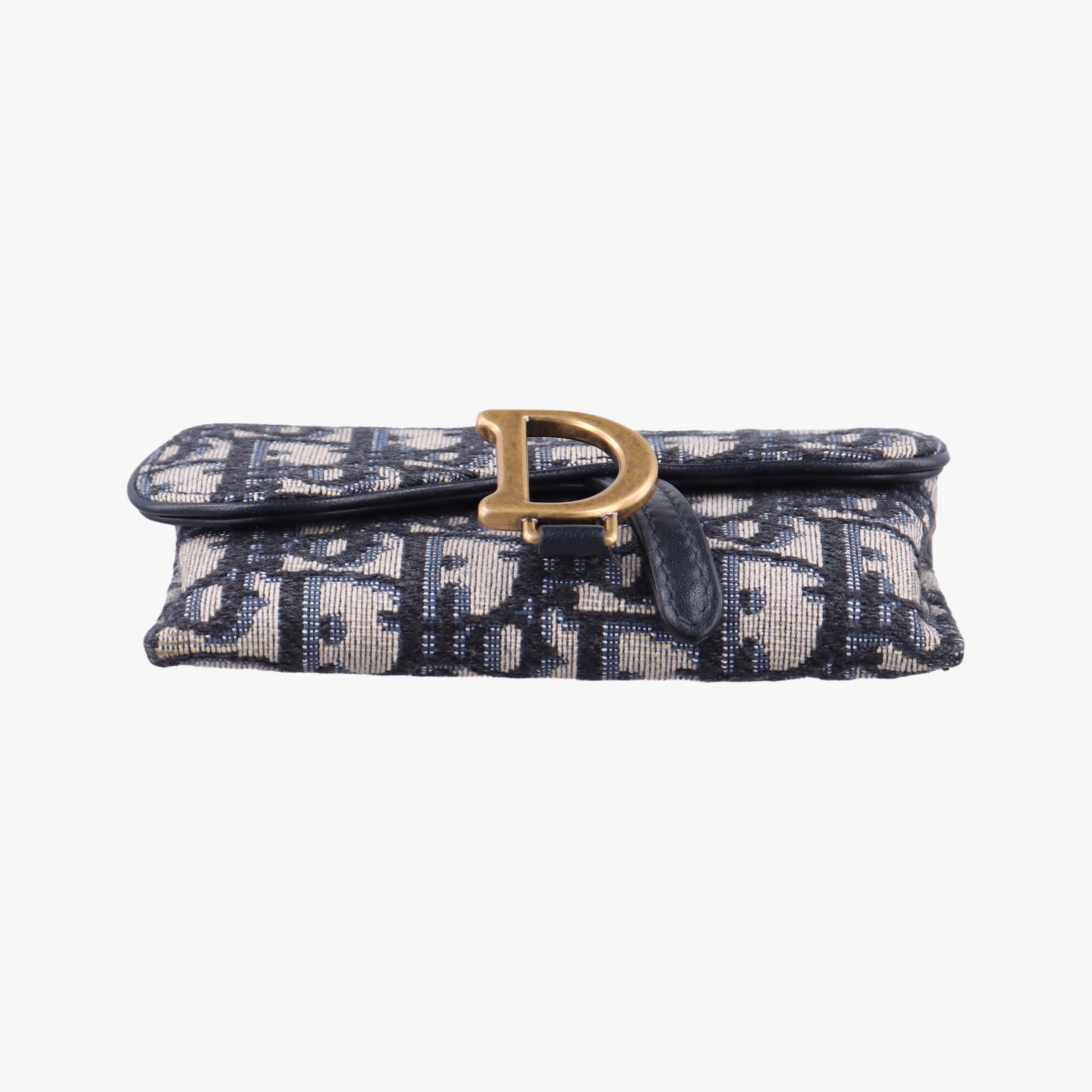 Pre-owned Christian Dior Saddle Navy×Gray jacquard  shoulderbag | stylenewstar