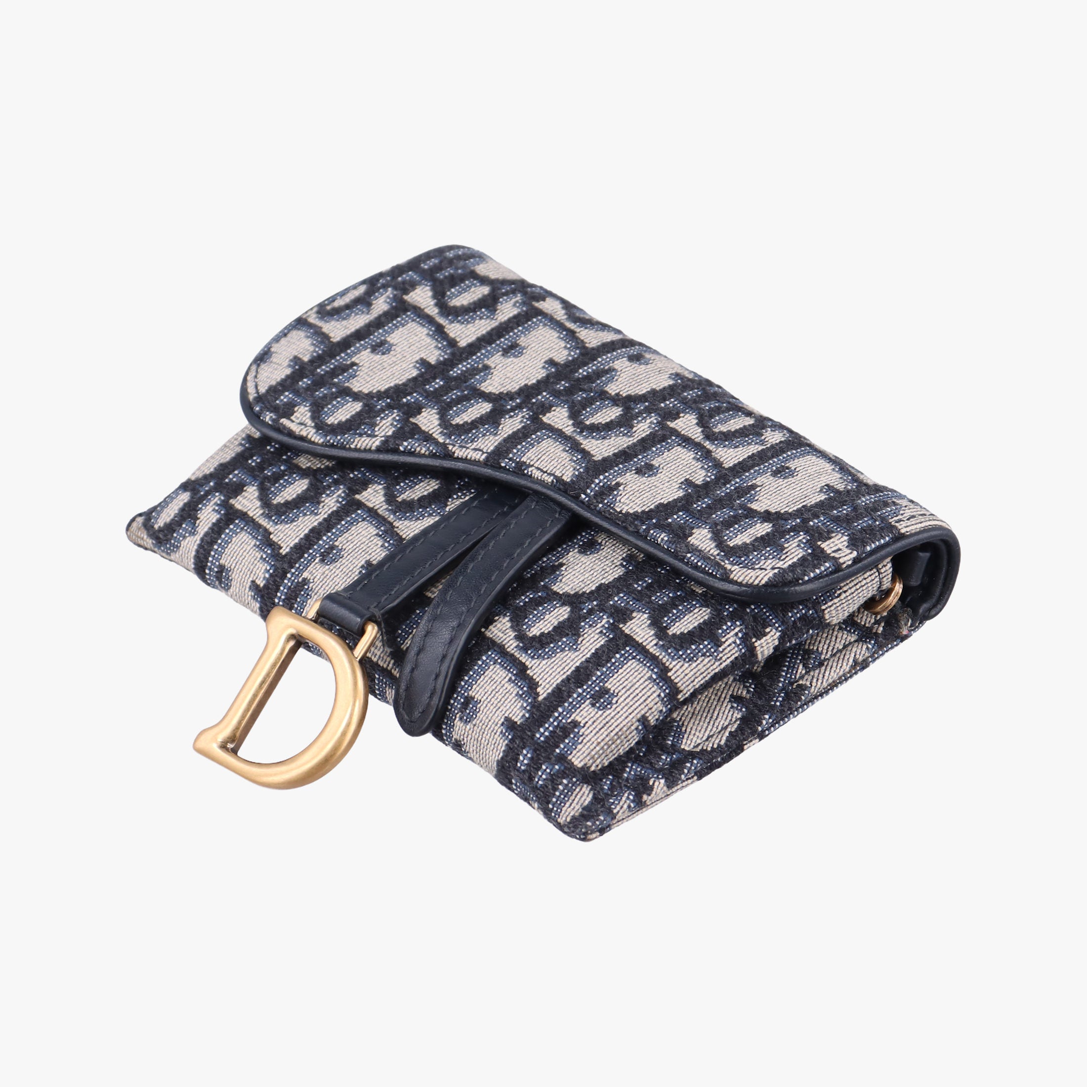 Pre-owned Christian Dior Saddle Navy×Gray jacquard  shoulderbag | stylenewstar