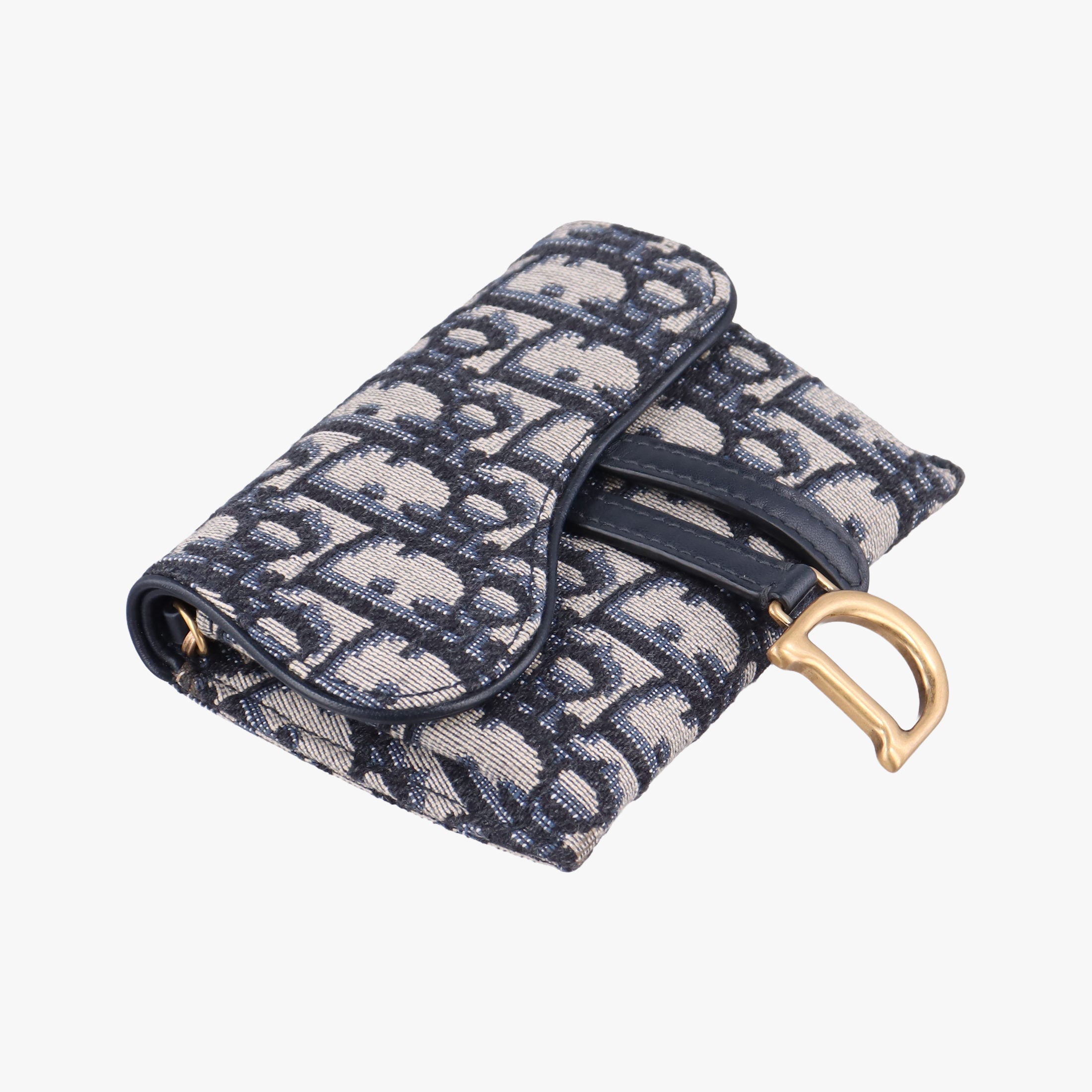 Pre-owned Christian Dior Saddle Navy×Gray jacquard  shoulderbag | stylenewstar