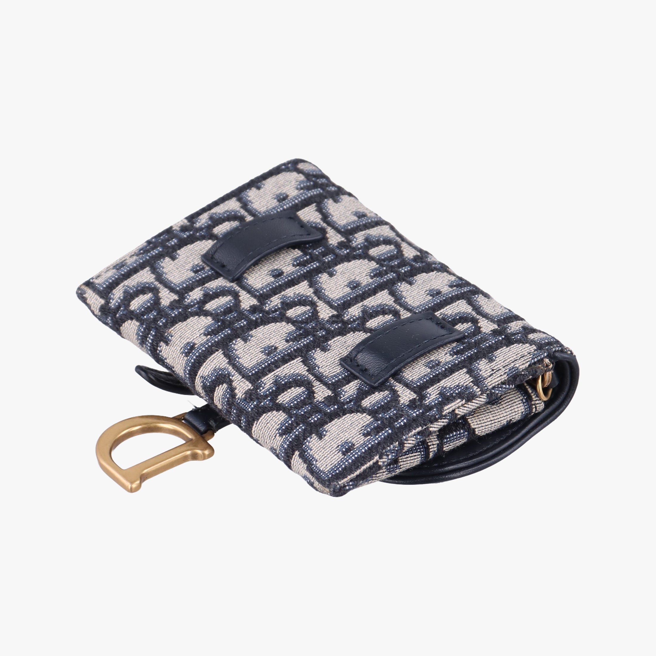 Pre-owned Christian Dior Saddle Navy×Gray jacquard  shoulderbag | stylenewstar