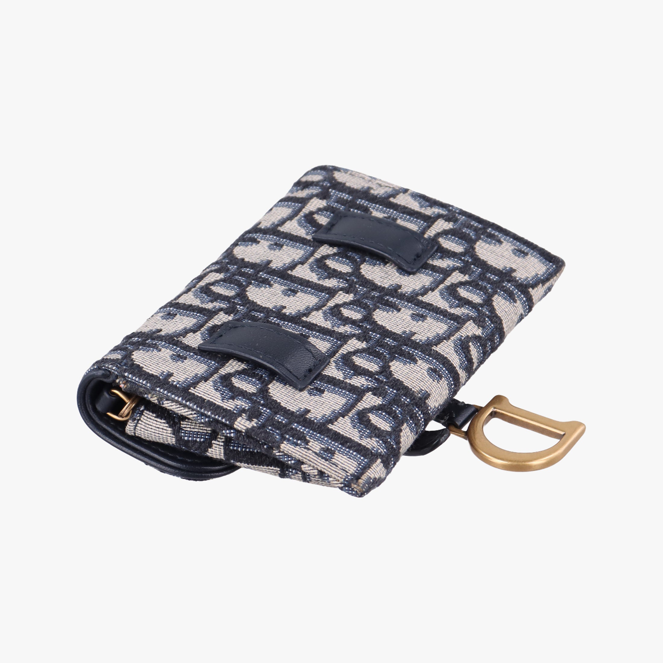 Pre-owned Christian Dior Saddle Navy×Gray jacquard  shoulderbag | stylenewstar