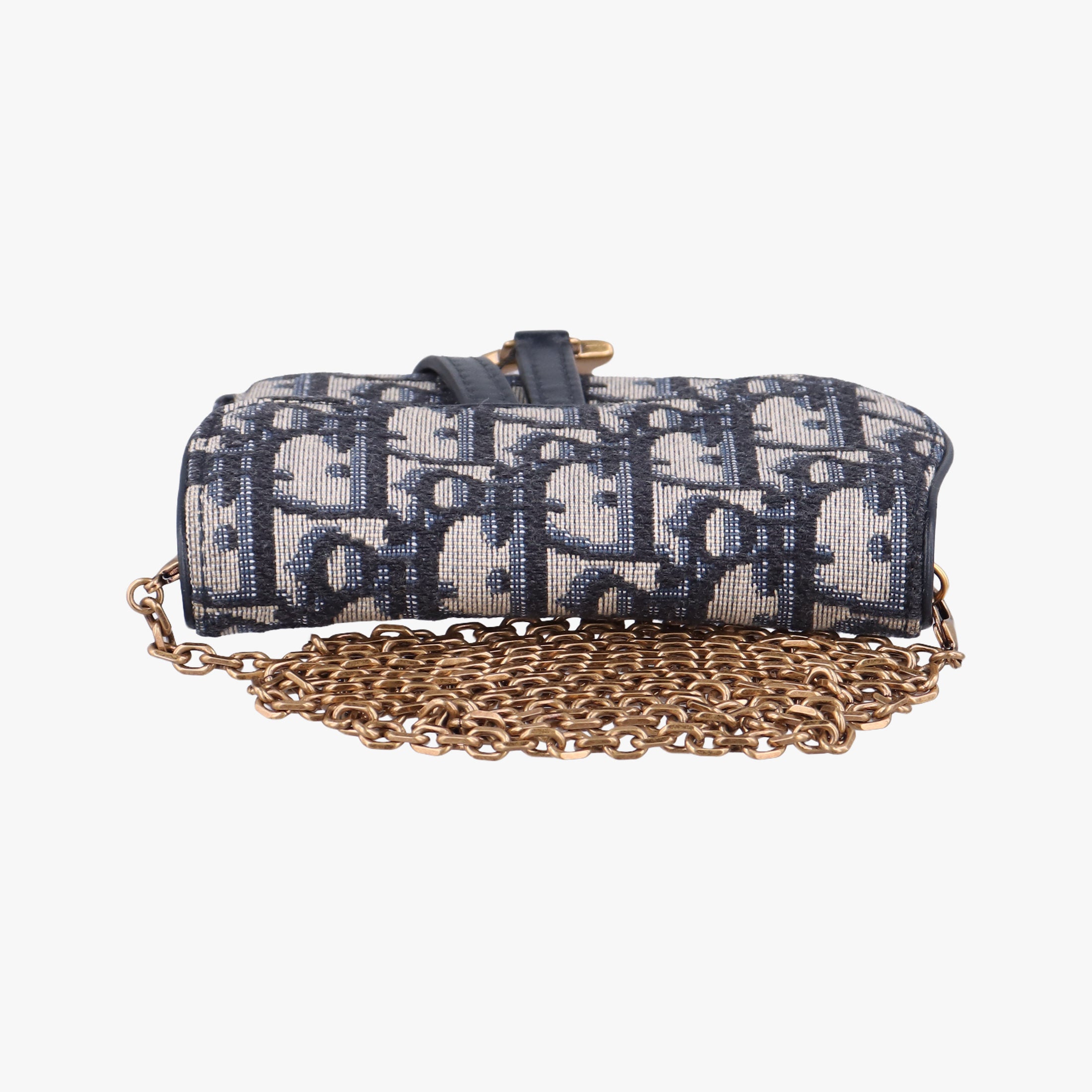 Pre-owned Christian Dior Saddle Navy×Gray jacquard  shoulderbag | stylenewstar