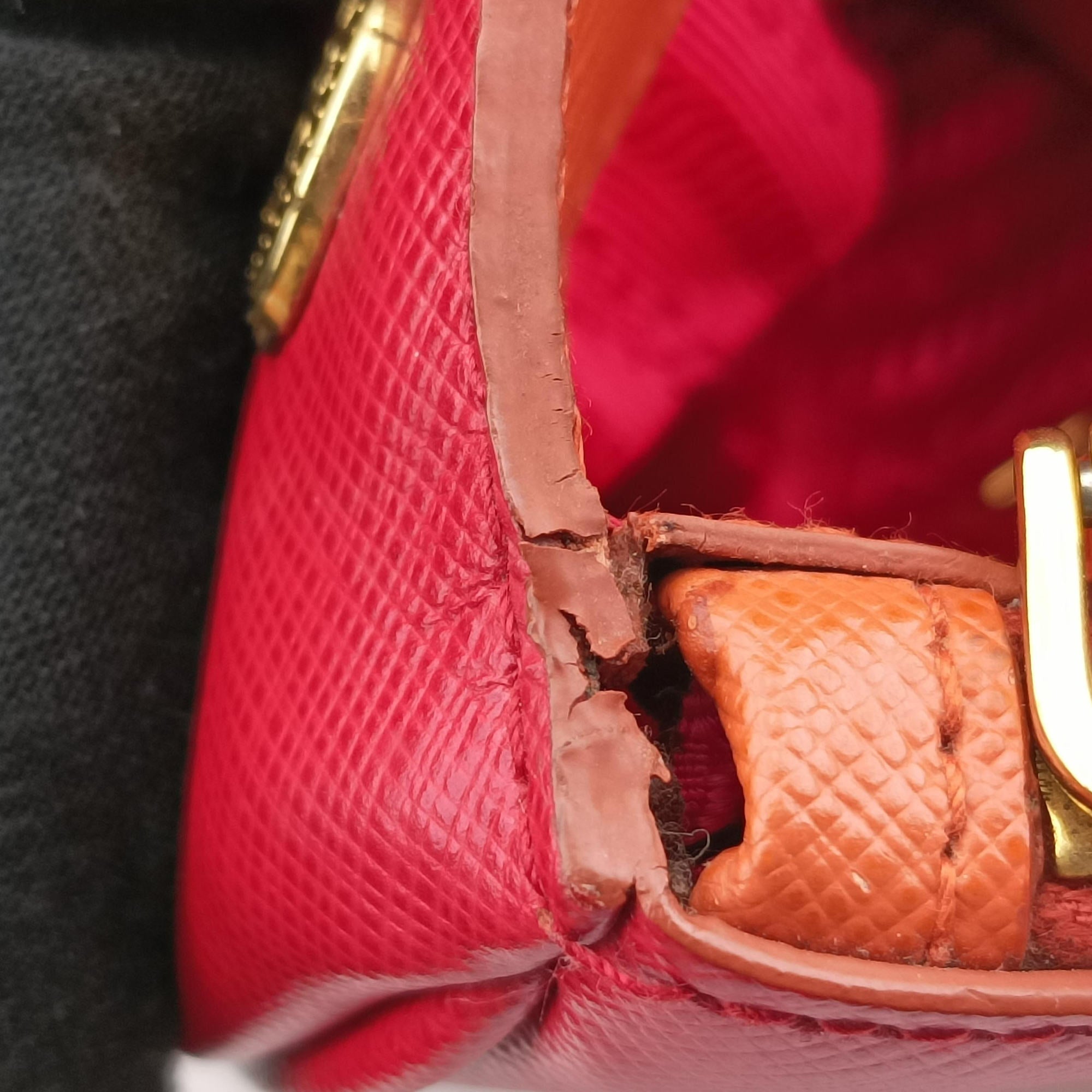 Pre-owned Prada Galleria Orange×red SAFFIANO Leather BN1844 shoulderbag | stylenewstar