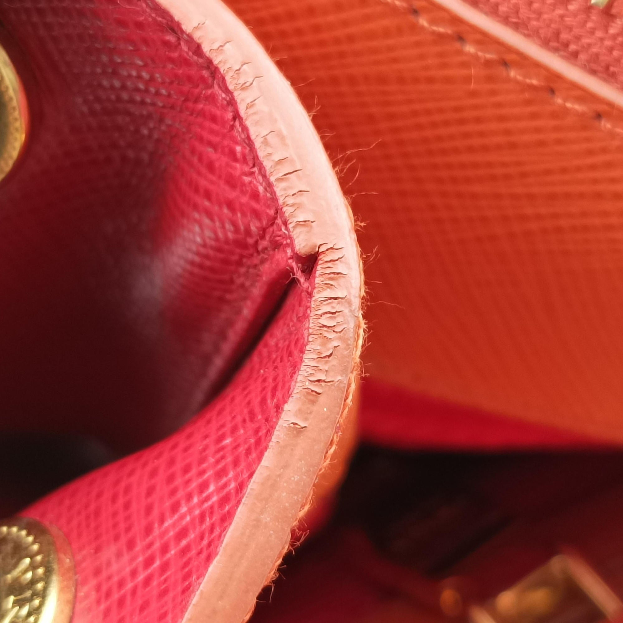 Pre-owned Prada Galleria Orange×red SAFFIANO Leather BN1844 shoulderbag | stylenewstar