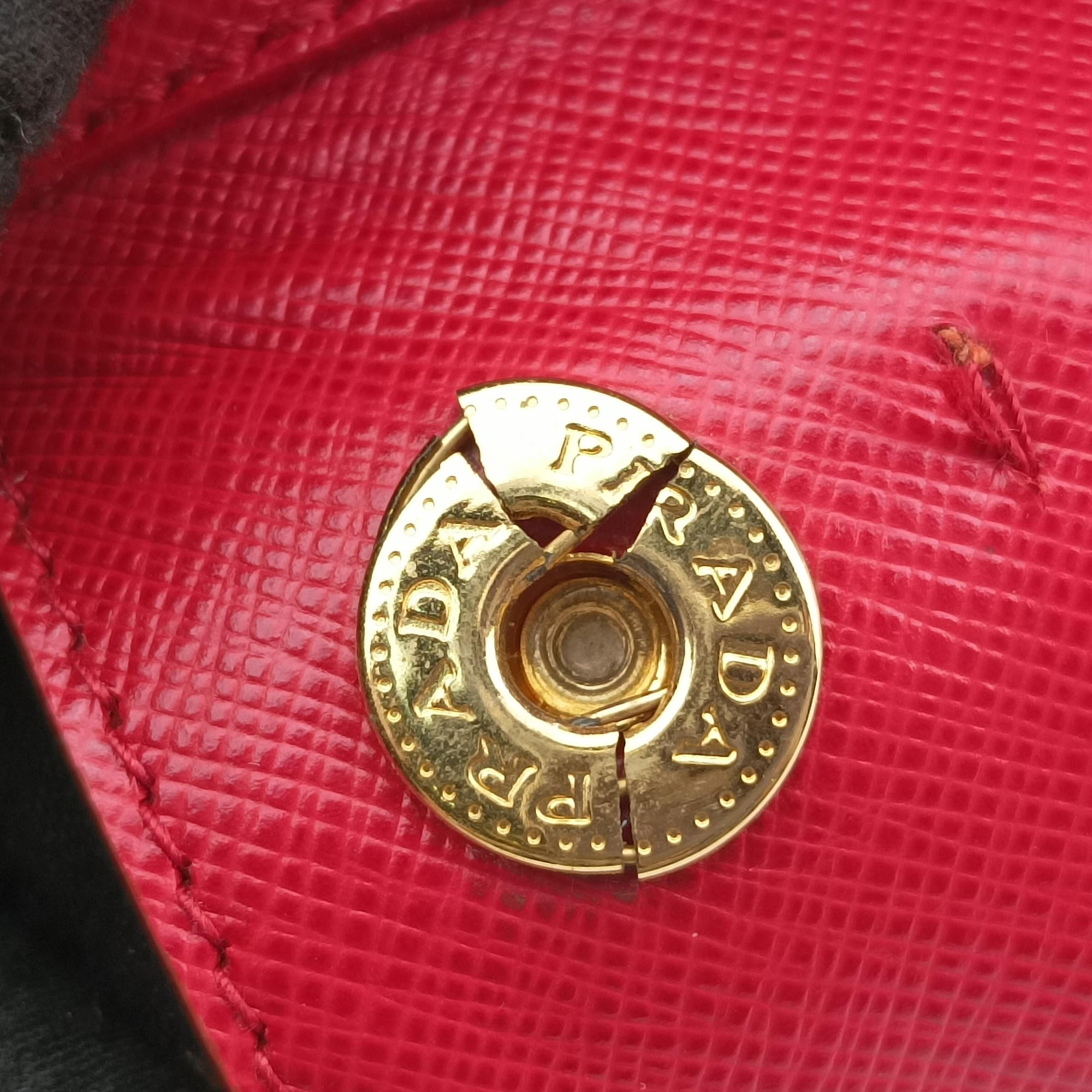 Pre-owned Prada Galleria Orange×red SAFFIANO Leather BN1844 shoulderbag | stylenewstar