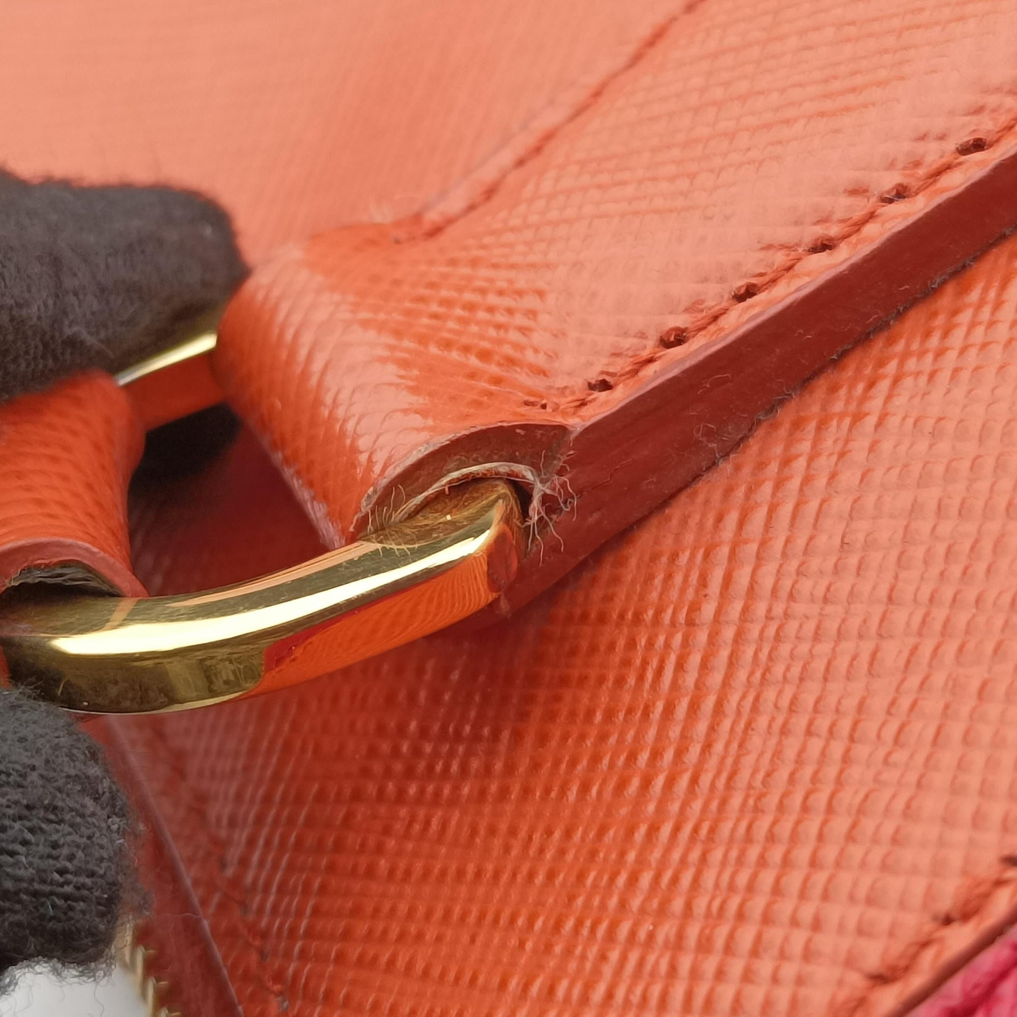Pre-owned Prada Galleria Orange×red SAFFIANO Leather BN1844 shoulderbag | stylenewstar