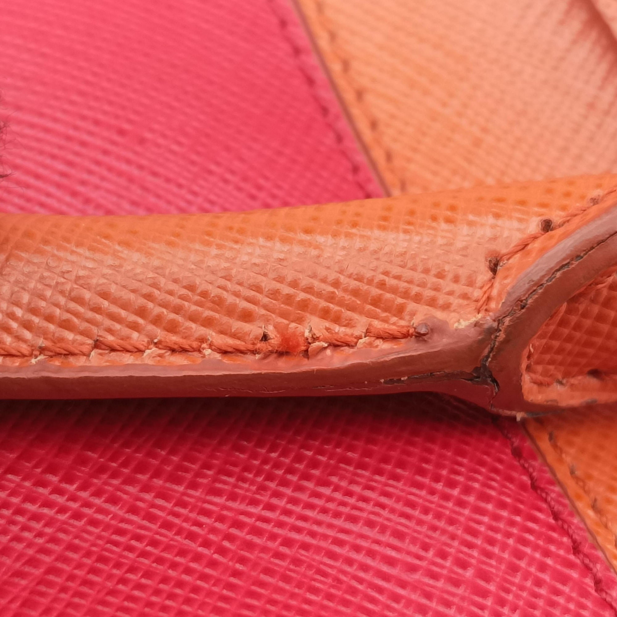 Pre-owned Prada Galleria Orange×red SAFFIANO Leather BN1844 shoulderbag | stylenewstar
