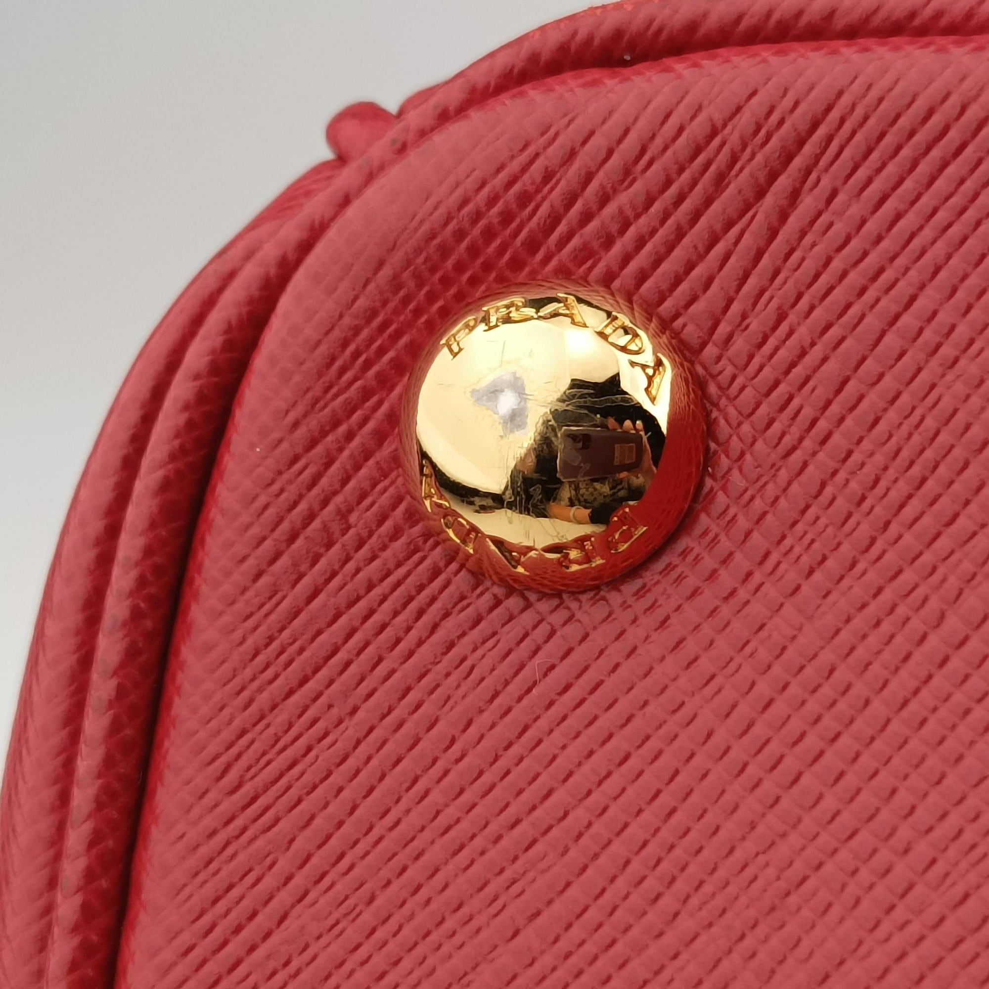 Pre-owned Prada Galleria Orange×red SAFFIANO Leather BN1844 shoulderbag | stylenewstar