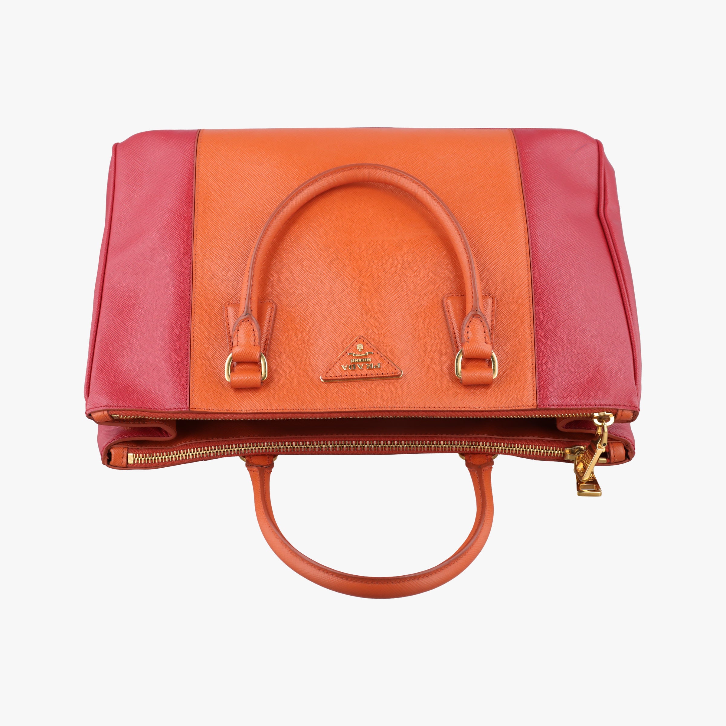 Pre-owned Prada Galleria Orange×red SAFFIANO Leather BN1844 shoulderbag | stylenewstar