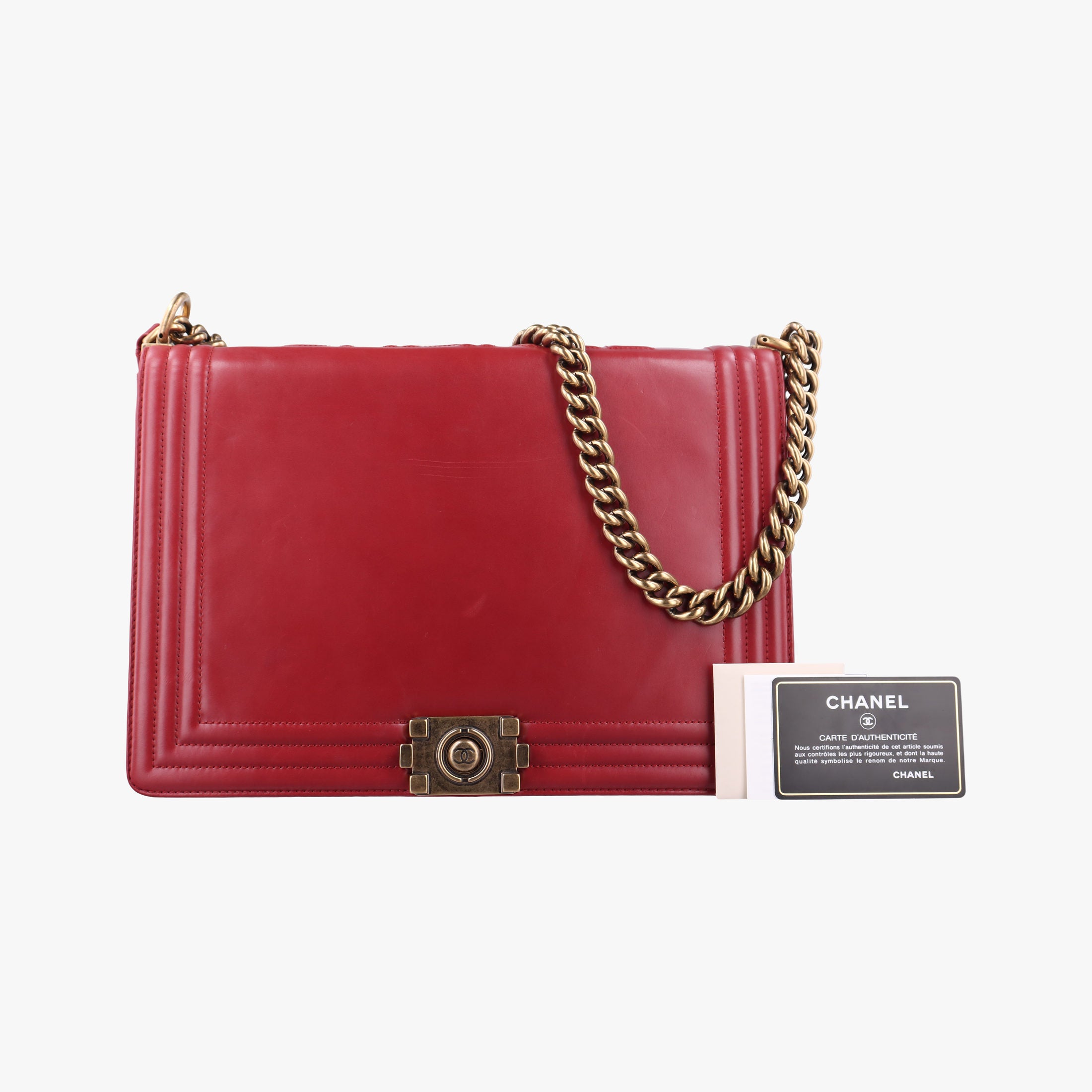 Pre-owned Chanel BOY CHANEL Red Leather A66711 shoulderbag | stylenewstar