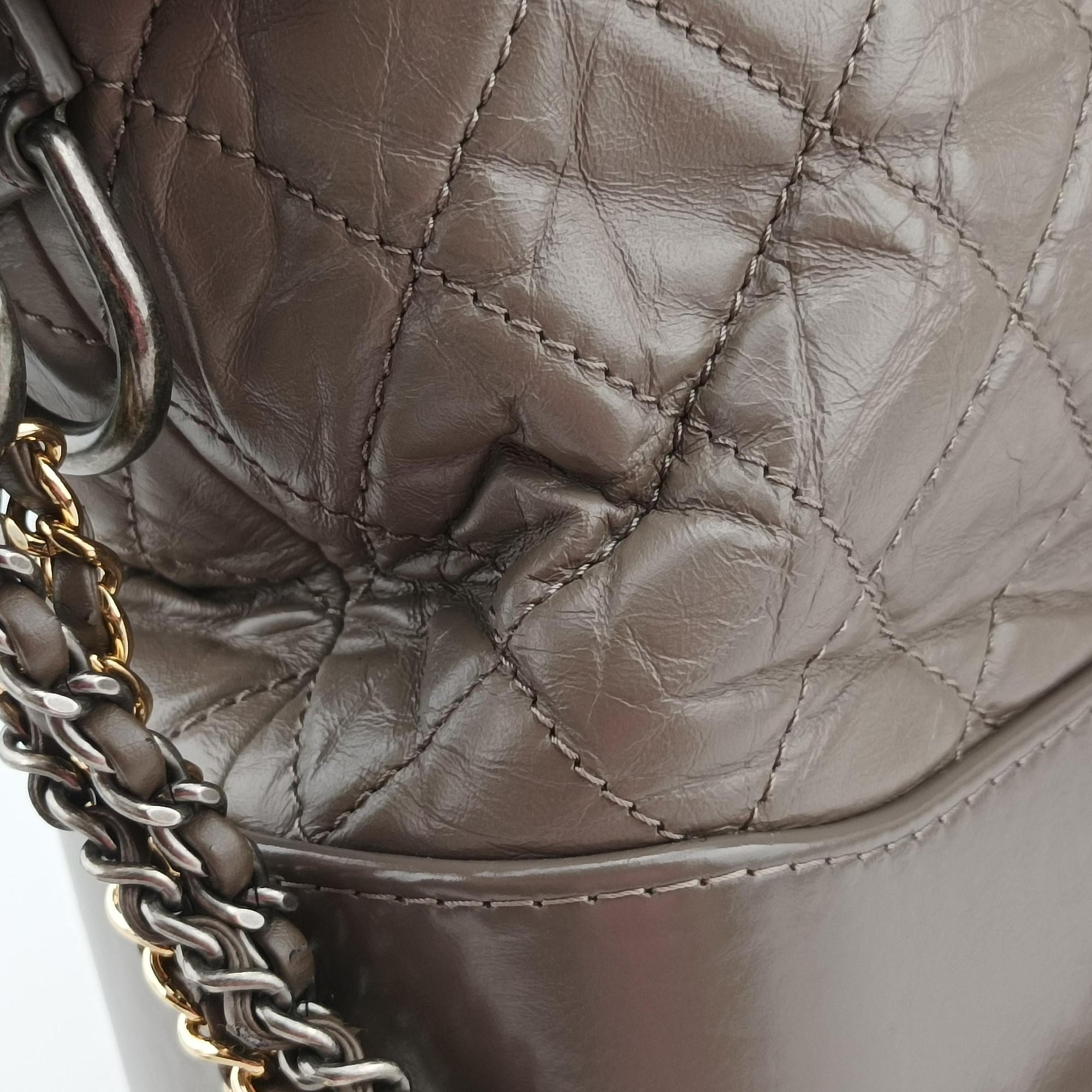Vintage Chanel GABRIELLE Brown leather A93824 shoulderbag | stylenewstar