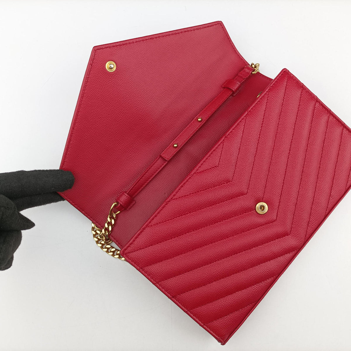 Pre-owned Yves Saint Laurent MONOGRAM Red Leather 277828 shoulderbag | stylenewstar