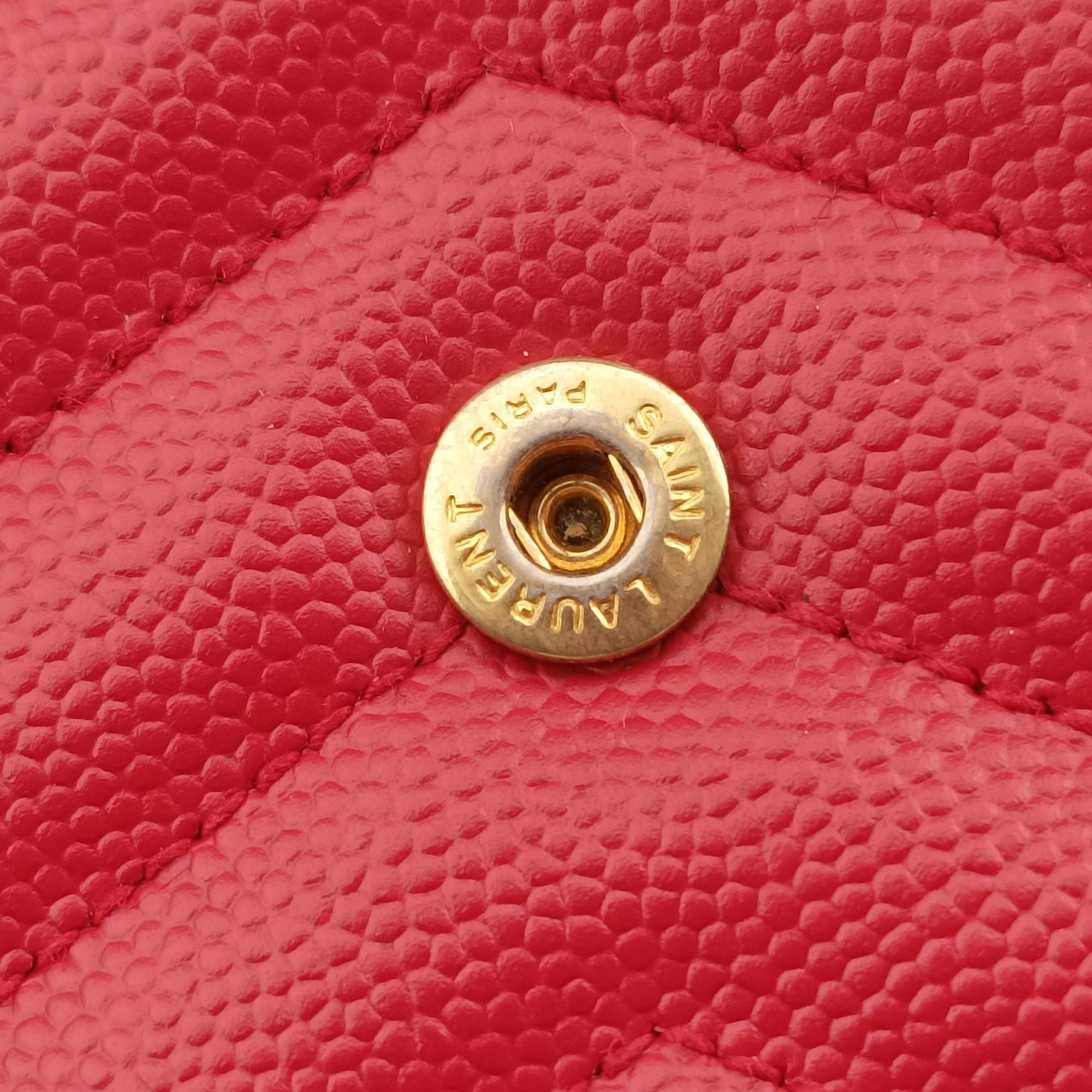 Pre-owned Yves Saint Laurent MONOGRAM Red Leather 277828 shoulderbag | stylenewstar