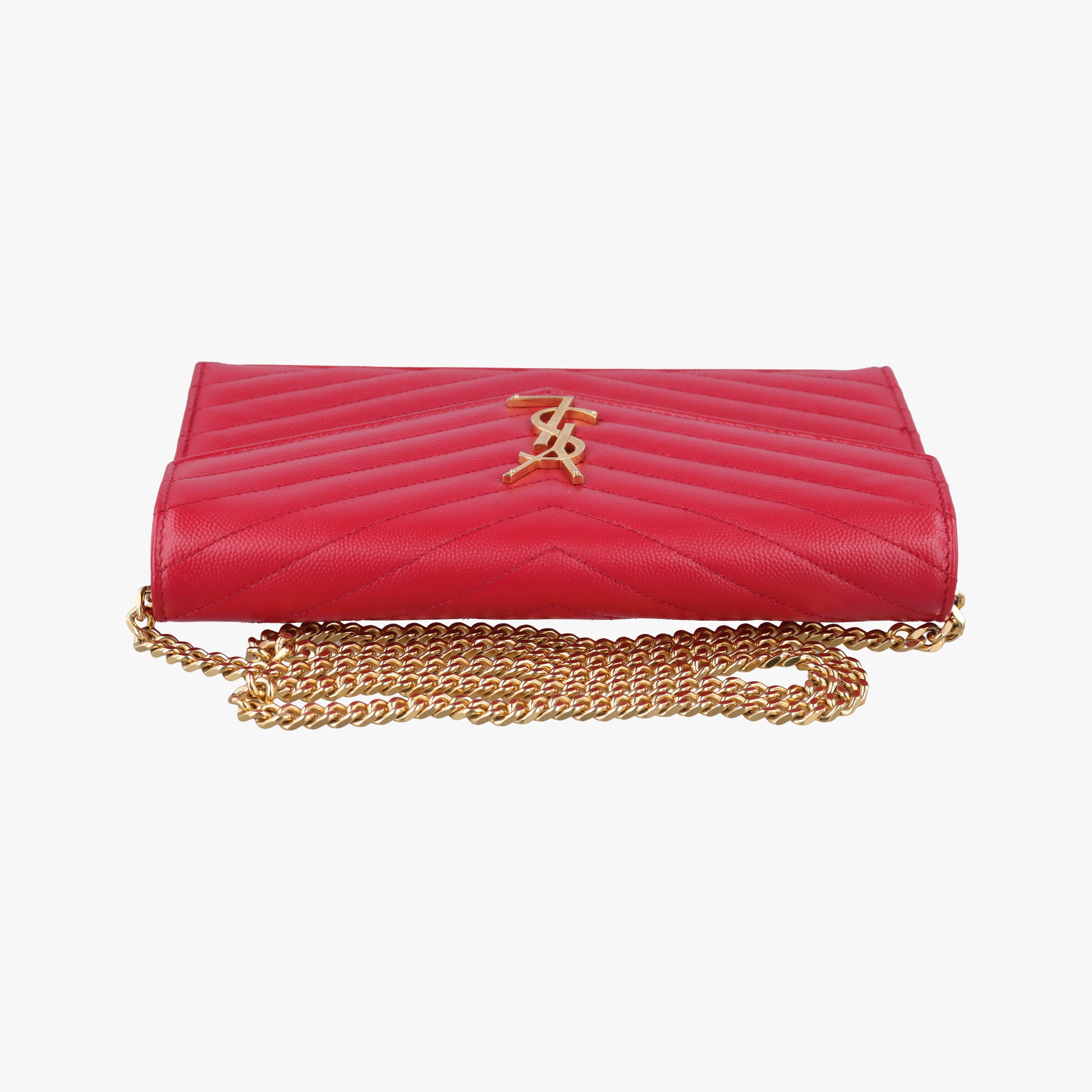Pre-owned Yves Saint Laurent MONOGRAM Red Leather 277828 shoulderbag | stylenewstar
