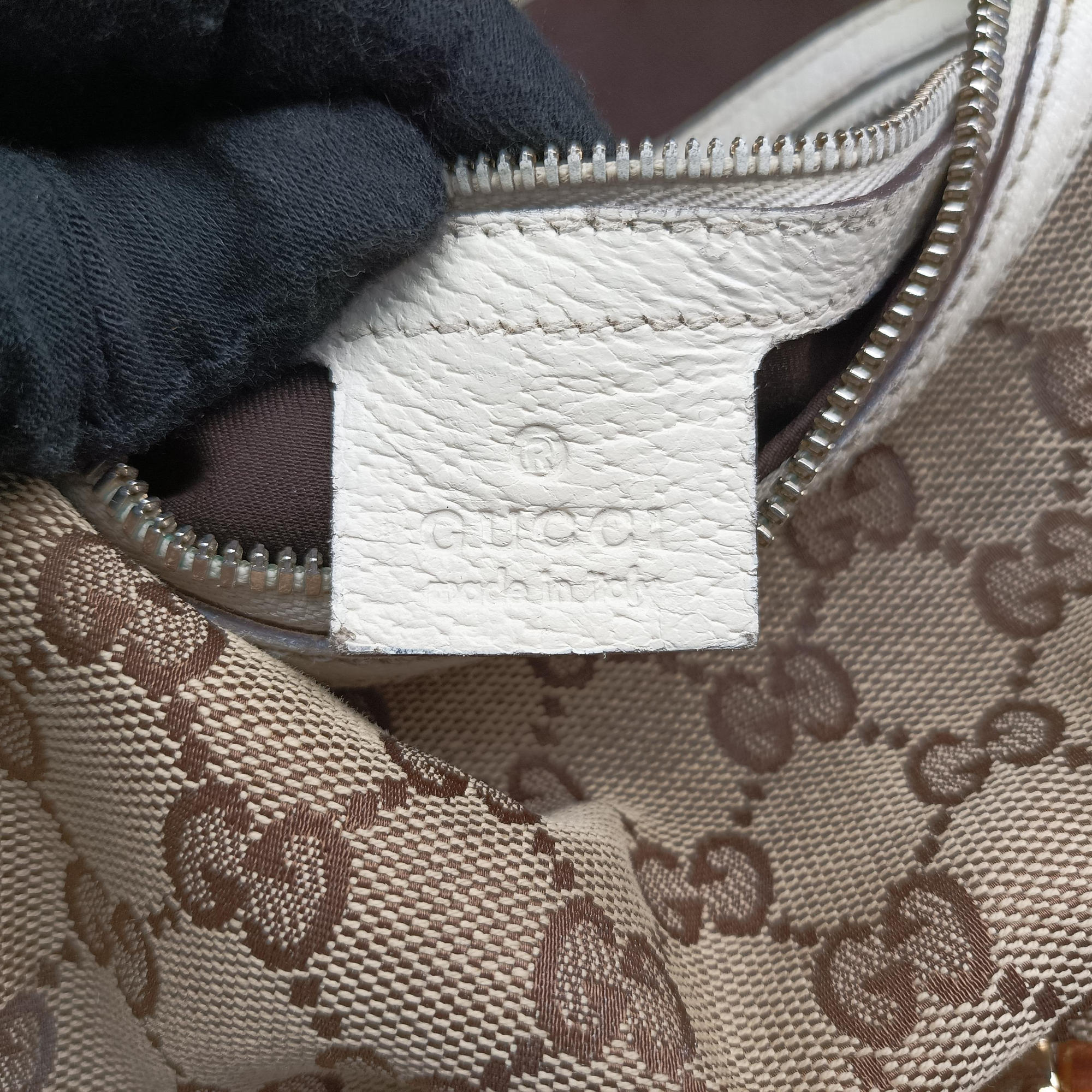 Pre-owned Gucci Horsebit WhitexBeide Canvas×Leather 152468 shoulderbag | stylenewstar