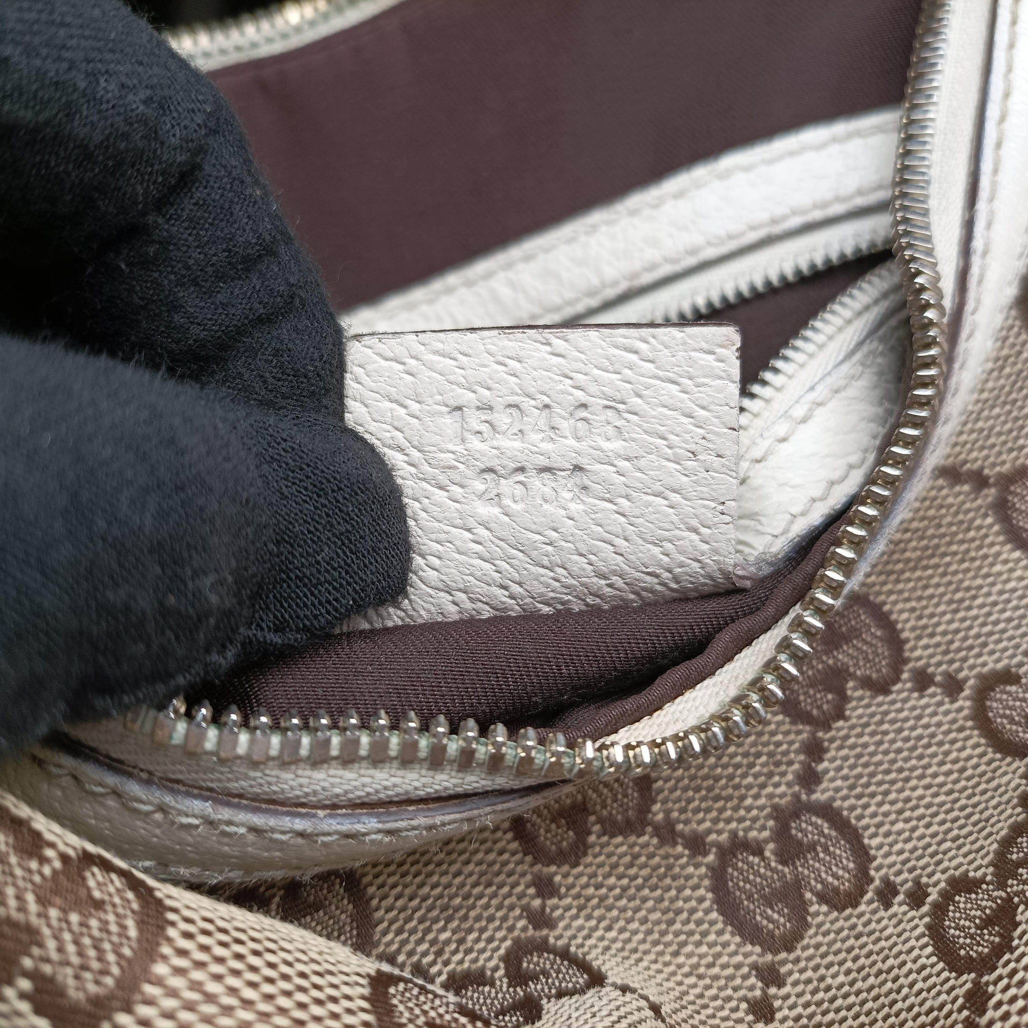 Pre-owned Gucci Horsebit WhitexBeide Canvas×Leather 152468 shoulderbag | stylenewstar