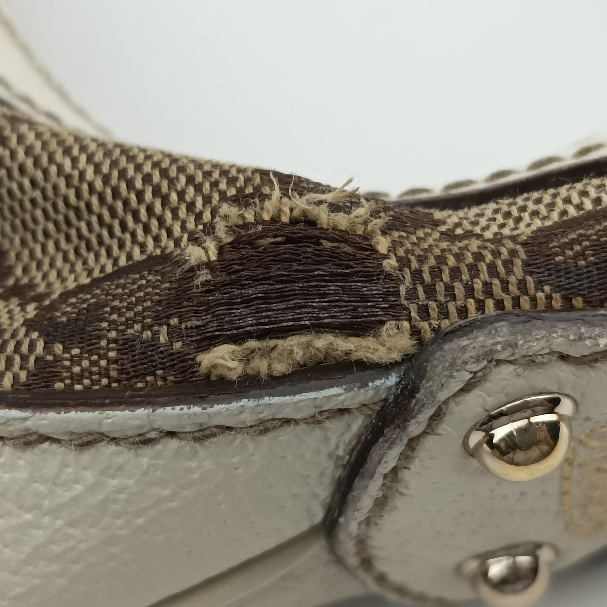 Pre-owned Gucci Horsebit WhitexBeide Canvas×Leather 152468 shoulderbag | stylenewstar