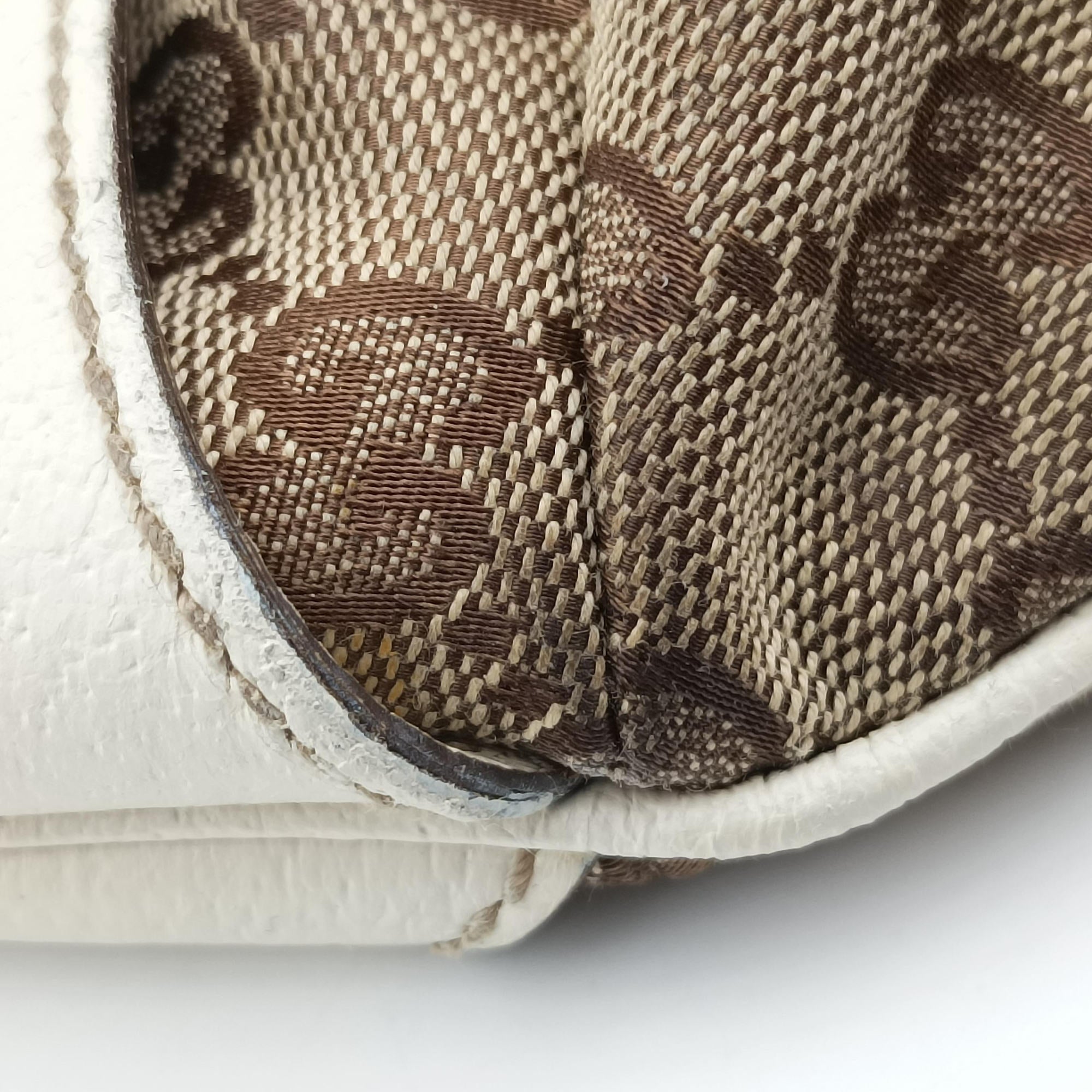 Pre-owned Gucci Horsebit WhitexBeide Canvas×Leather 152468 shoulderbag | stylenewstar