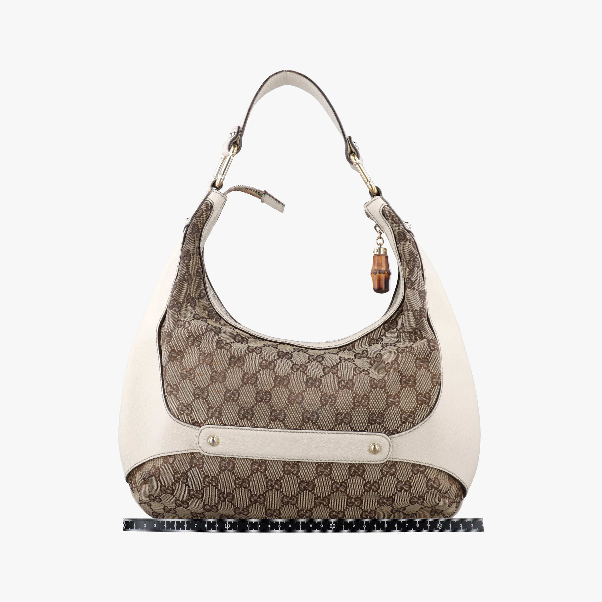 Pre-owned Gucci Horsebit WhitexBeide Canvas×Leather 152468 shoulderbag | stylenewstar