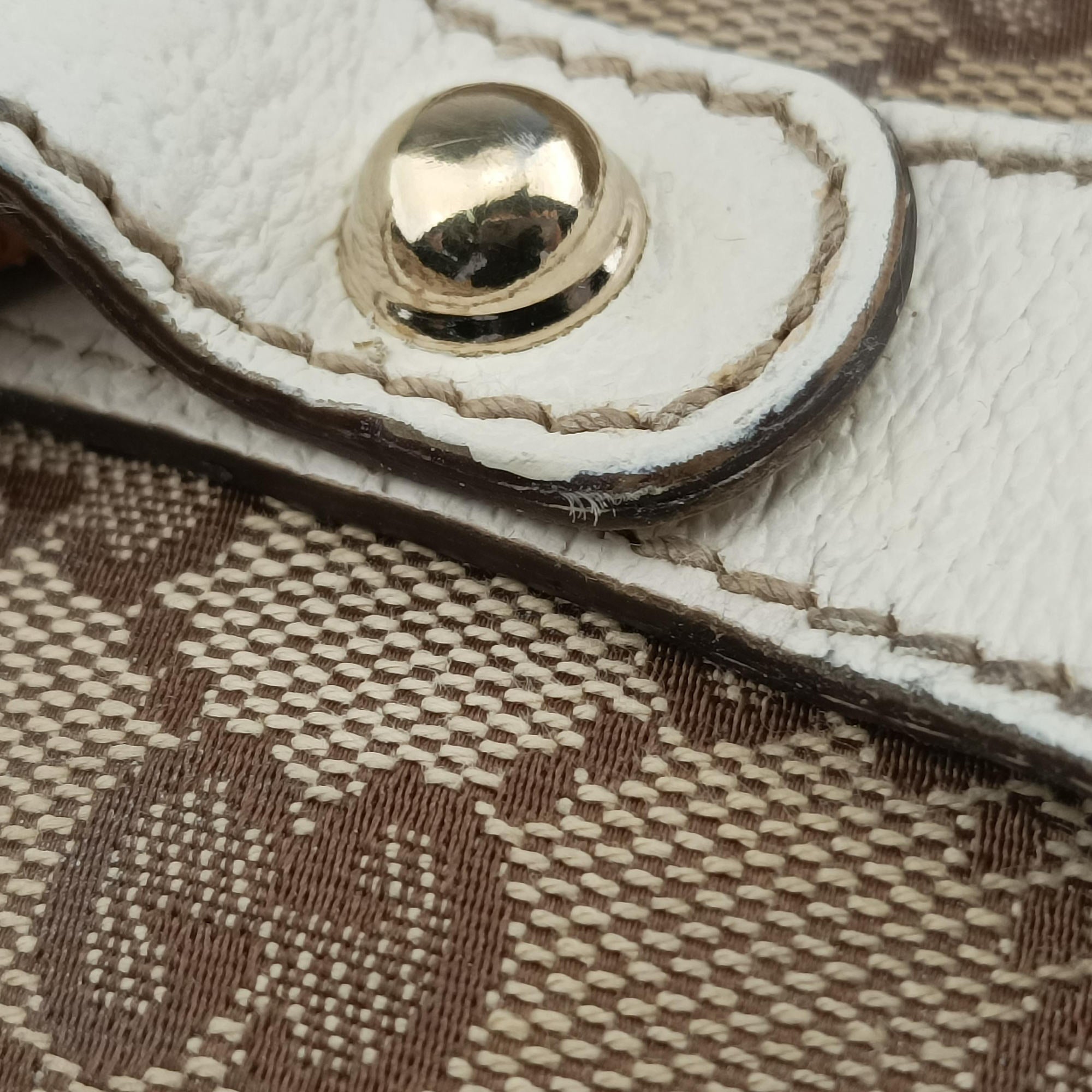 Pre-owned Gucci Horsebit WhitexBeide Canvas×Leather 152468 shoulderbag | stylenewstar