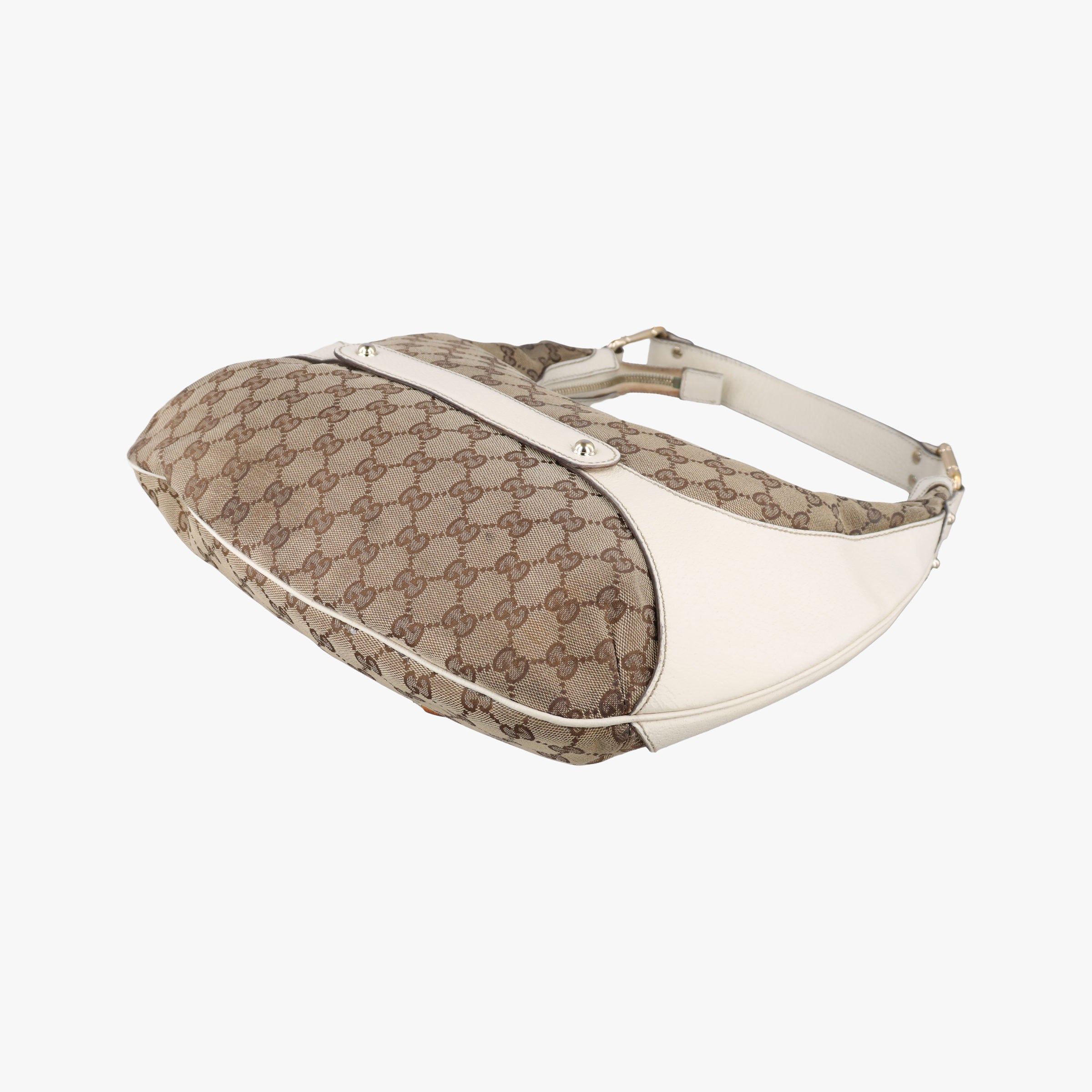 Pre-owned Gucci Horsebit WhitexBeide Canvas×Leather 152468 shoulderbag | stylenewstar