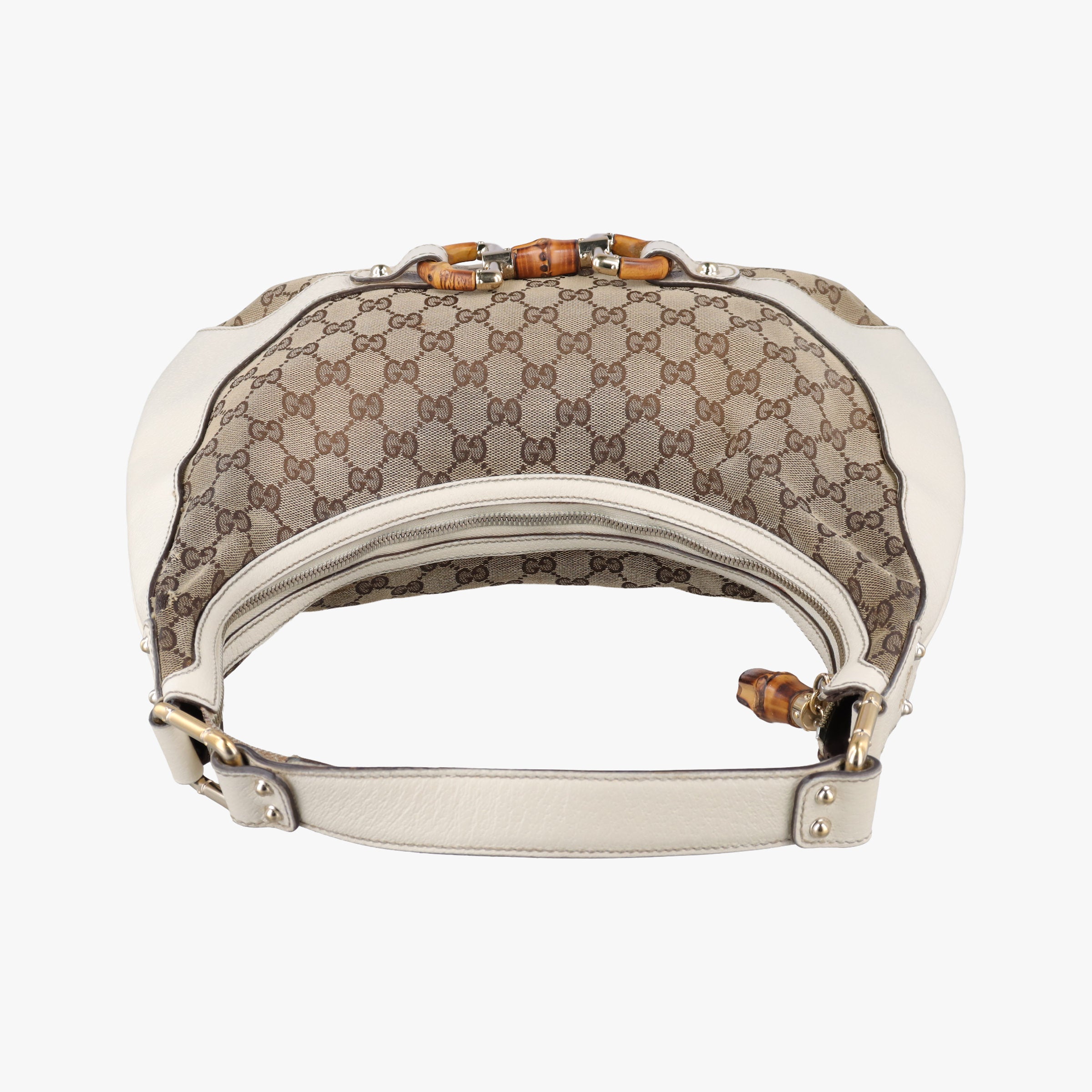 Pre-owned Gucci Horsebit WhitexBeide Canvas×Leather 152468 shoulderbag | stylenewstar