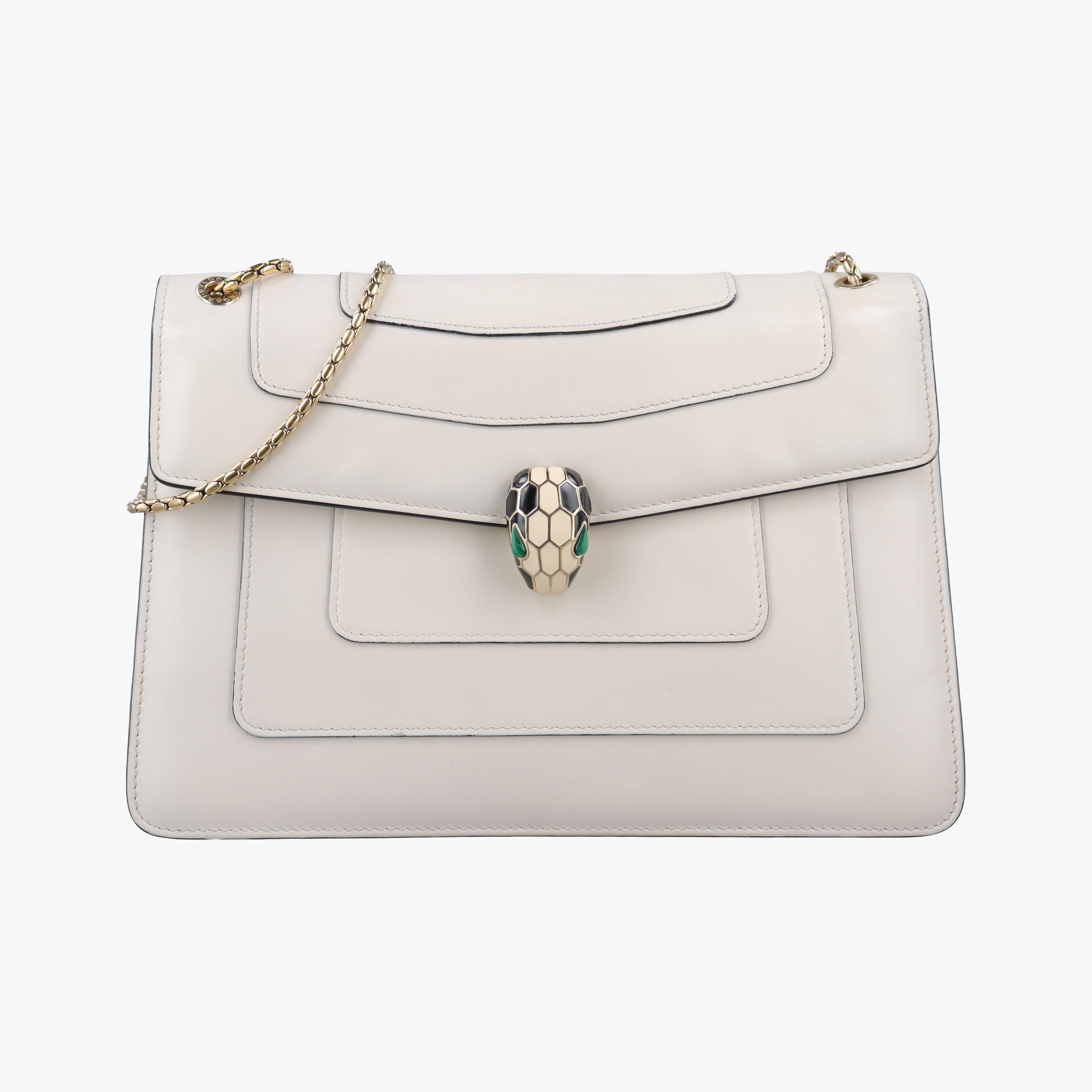 Pre-owned Bvlgari SERPENTI FOREVER White Leather  shoulderbag | stylenewstar