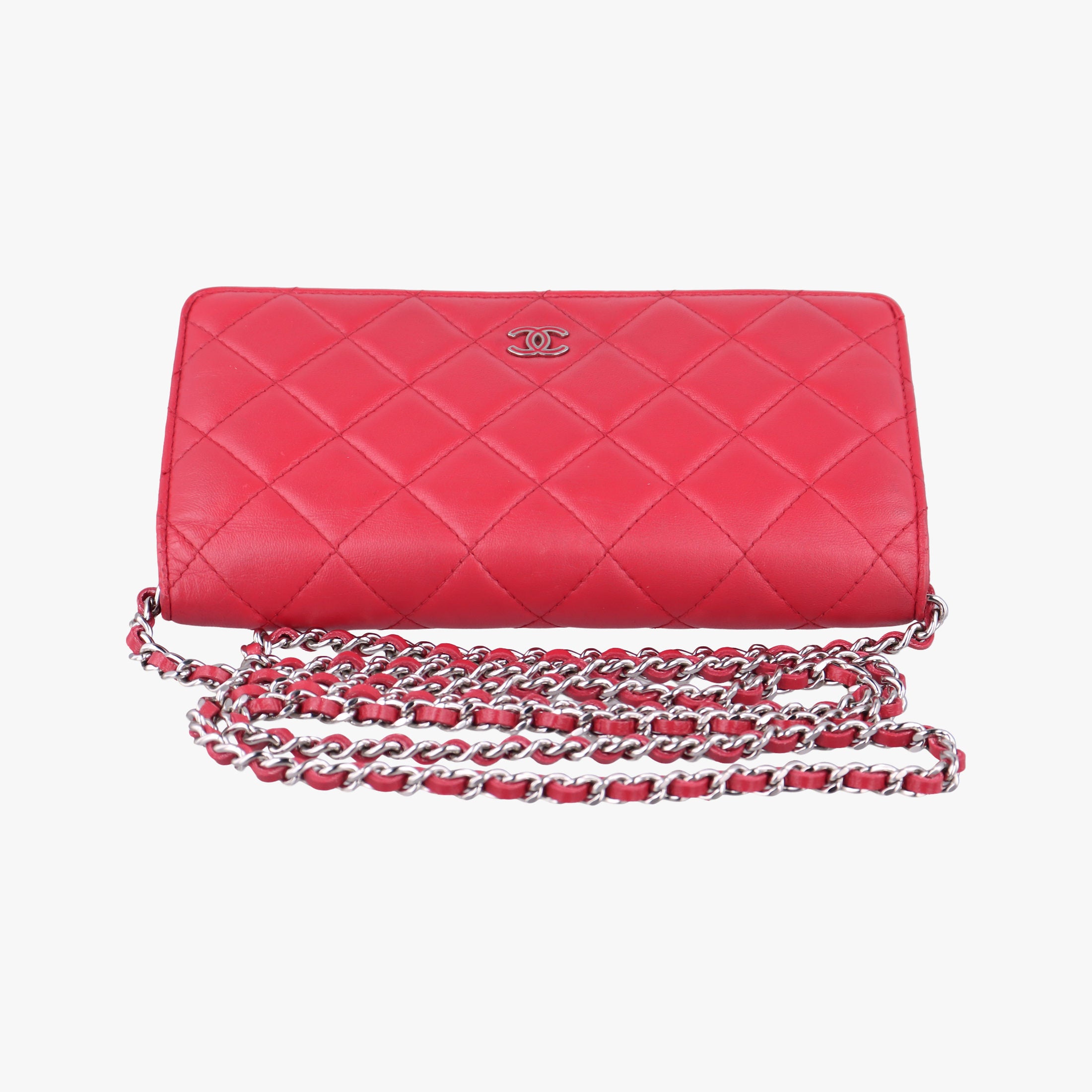 Pre-owned Chanel Matelasse coco mark Red lambskin A33814 shoulderbag | stylenewstar