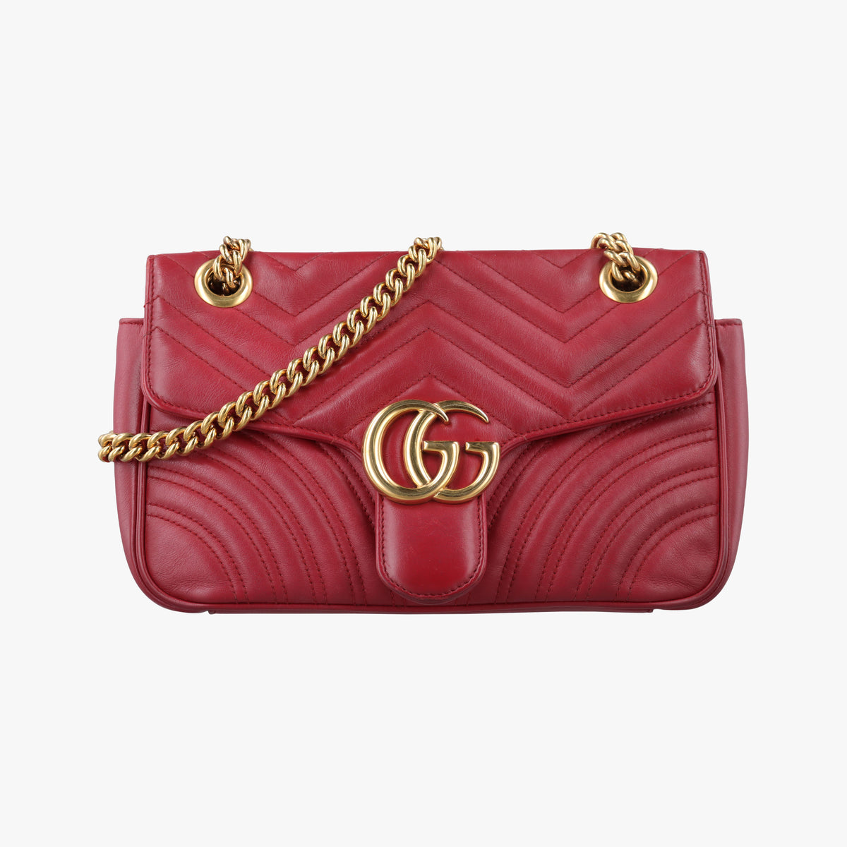 Secondhand Gucci GG Marmont Red Leather 443497 shoulderbag | stylenewstar