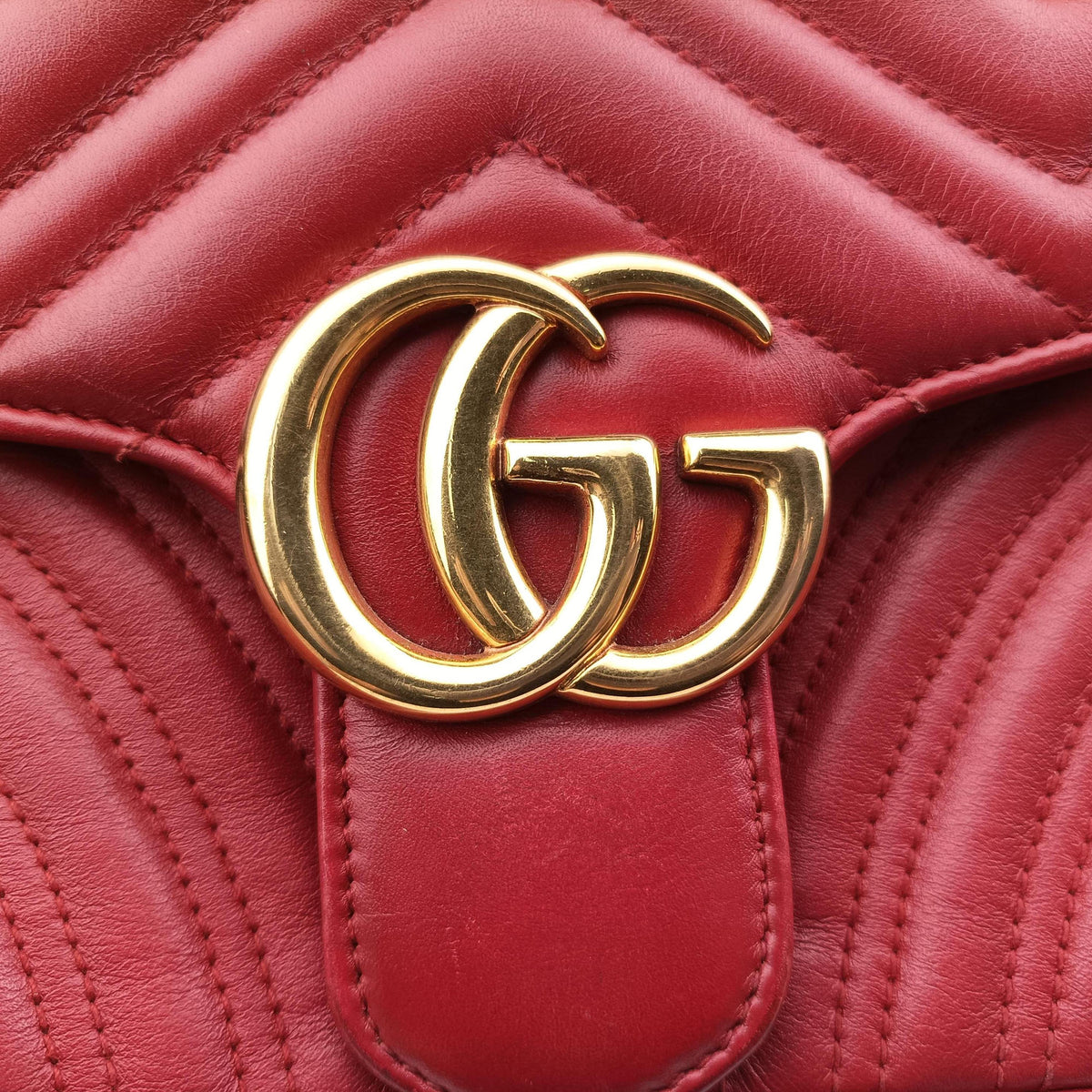 Secondhand Gucci GG Marmont Red Leather 443497 shoulderbag | stylenewstar