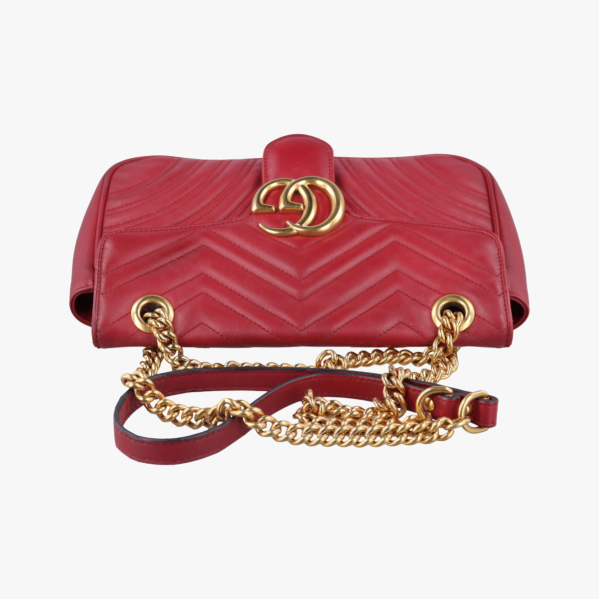 Secondhand Gucci GG Marmont Red Leather 443497 shoulderbag | stylenewstar