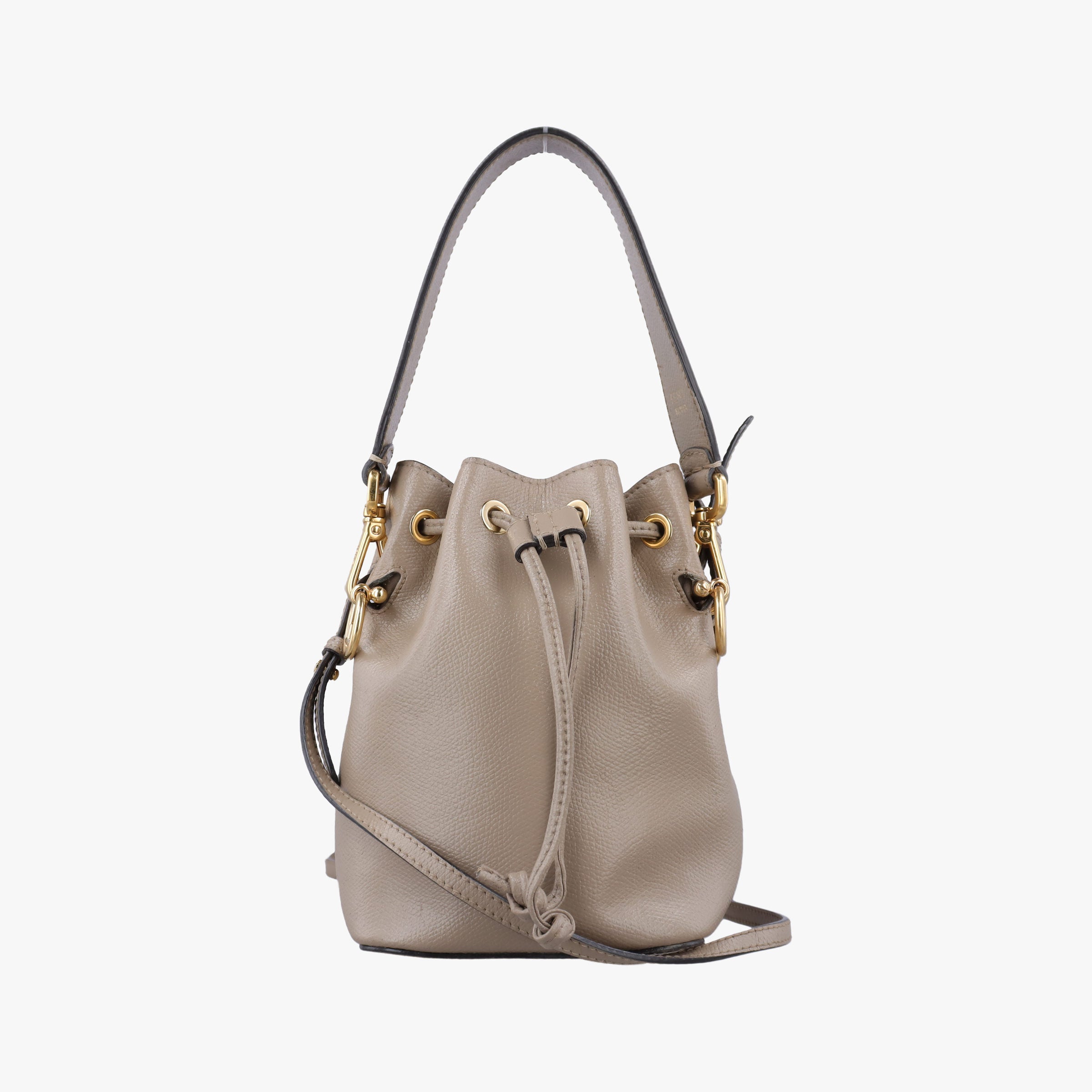 Pre-owned Fendi Mon Tresor Mini Bucket Brown Leather 8BS010 shoulderbag | stylenewstar