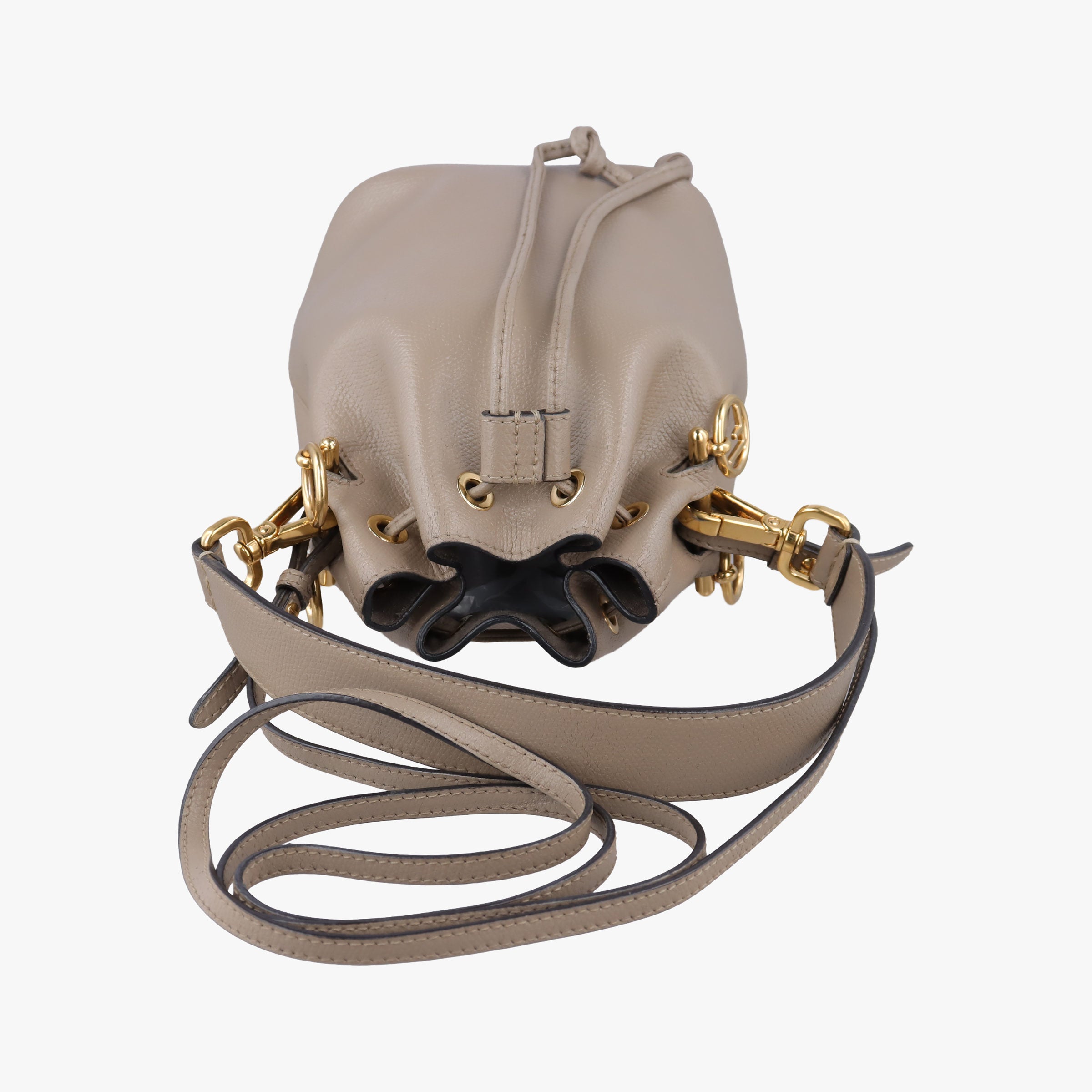 Pre-owned Fendi Mon Tresor Mini Bucket Brown Leather 8BS010 shoulderbag | stylenewstar
