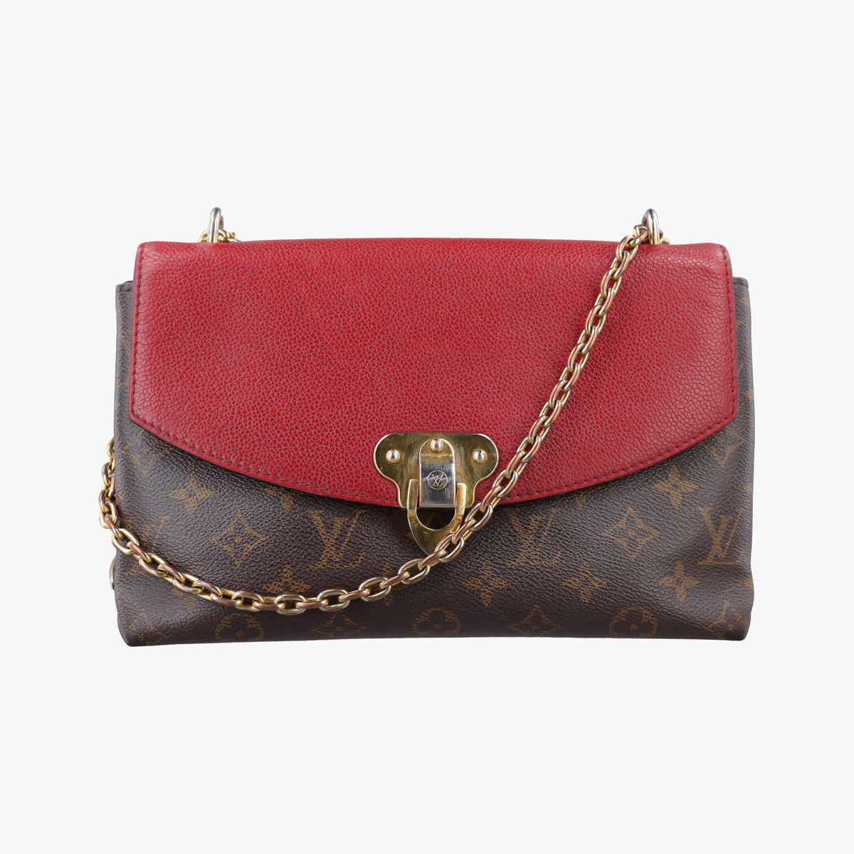 Pre-owned Louis Vuitton SAINT PLACIDE brown×CERISE Monogram Canvas×calf leather M43713 shoulderbag | stylenewstar