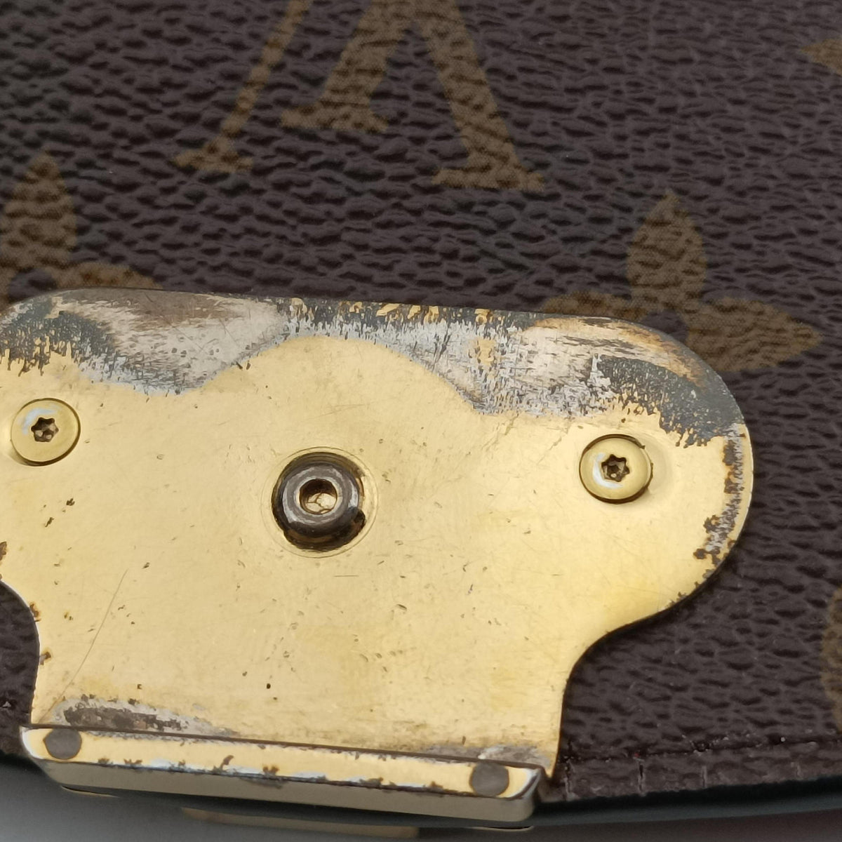 Pre-owned Louis Vuitton SAINT PLACIDE brown×CERISE Monogram Canvas×calf leather M43713 shoulderbag | stylenewstar