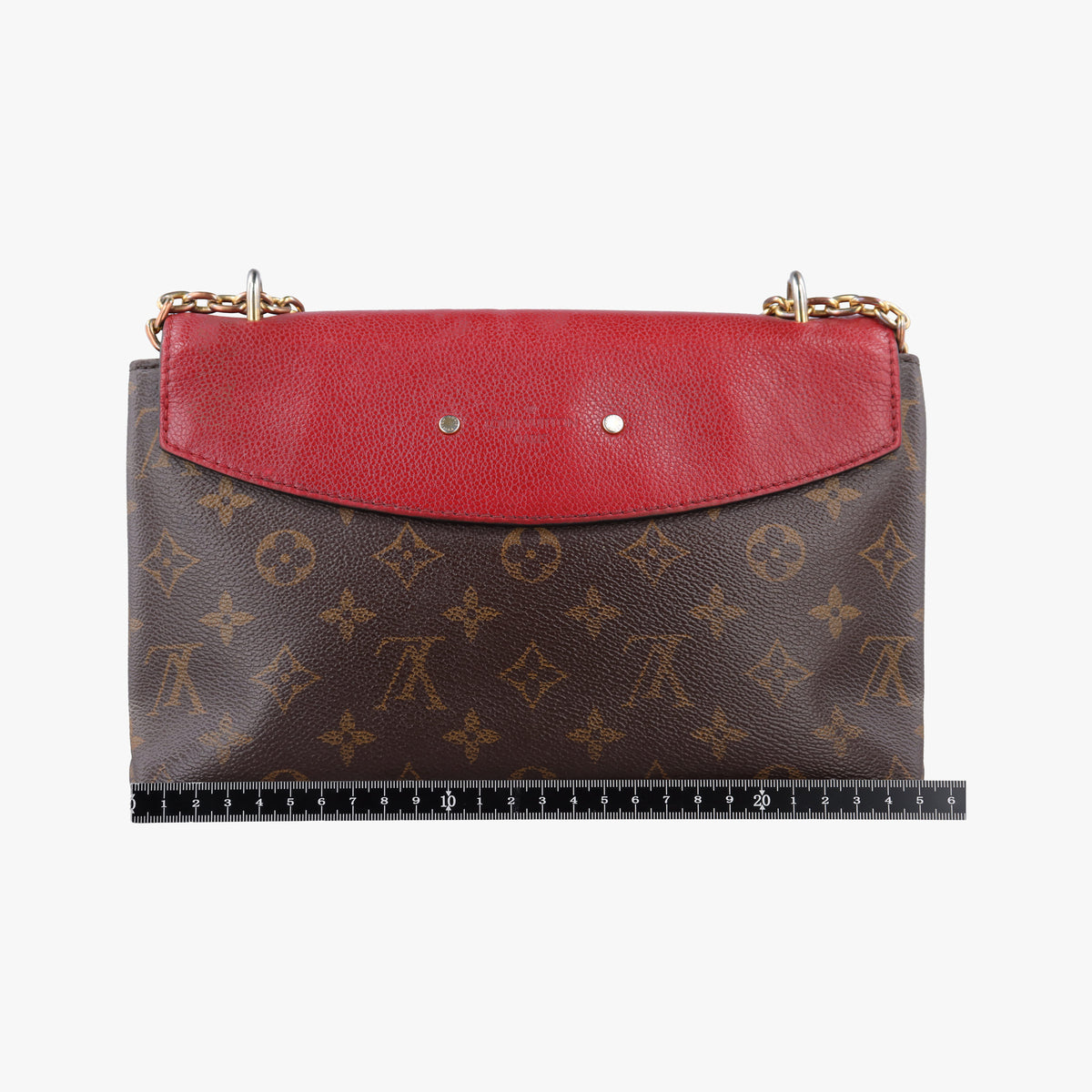 Pre-owned Louis Vuitton SAINT PLACIDE brown×CERISE Monogram Canvas×calf leather M43713 shoulderbag | stylenewstar