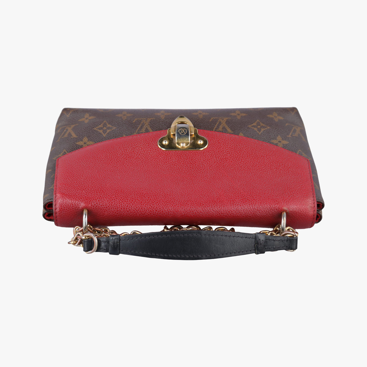 Pre-owned Louis Vuitton SAINT PLACIDE brown×CERISE Monogram Canvas×calf leather M43713 shoulderbag | stylenewstar