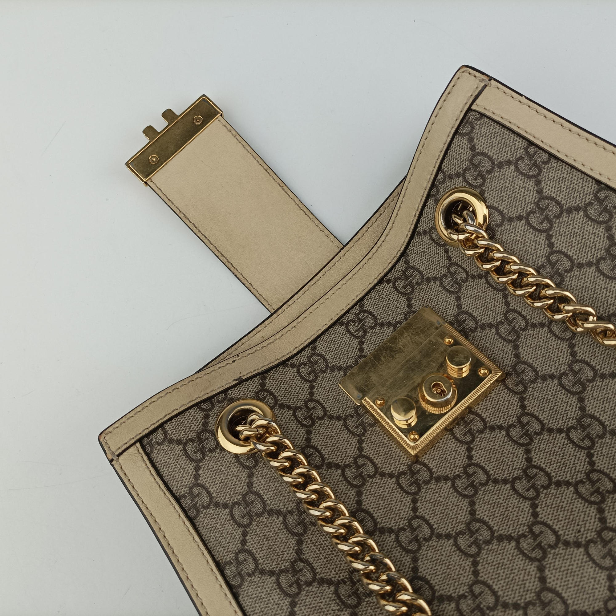 Secondhand Gucci Padlock Brown×white PVC coated canvas×Leather 498156 shoulderbag | stylenewstar