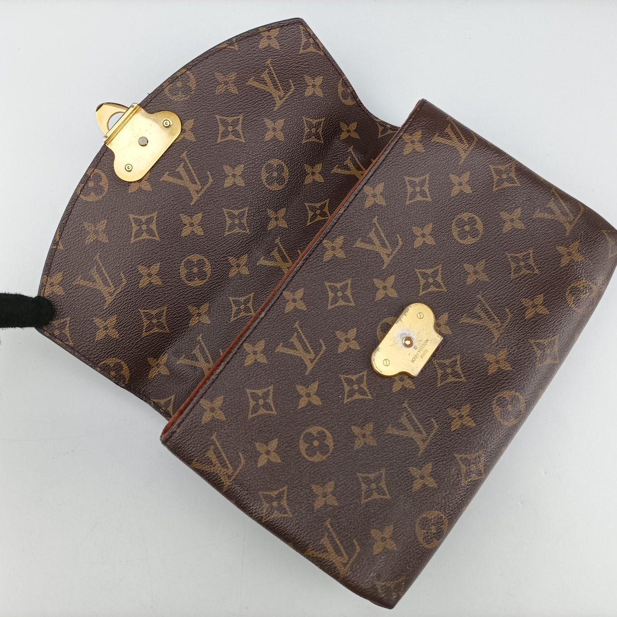 Secondhand Louis Vuitton SAINT PLACIDE brown×Brown Monogram Canvas×calf leather M43486 shoulderbag | stylenewstar