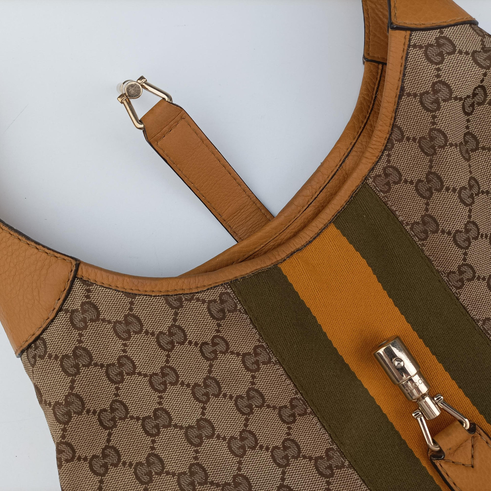 Pre-owned Gucci Jackie Flora Hobo beige×orange Canvas×Leather 277520 shoulderbag | stylenewstar