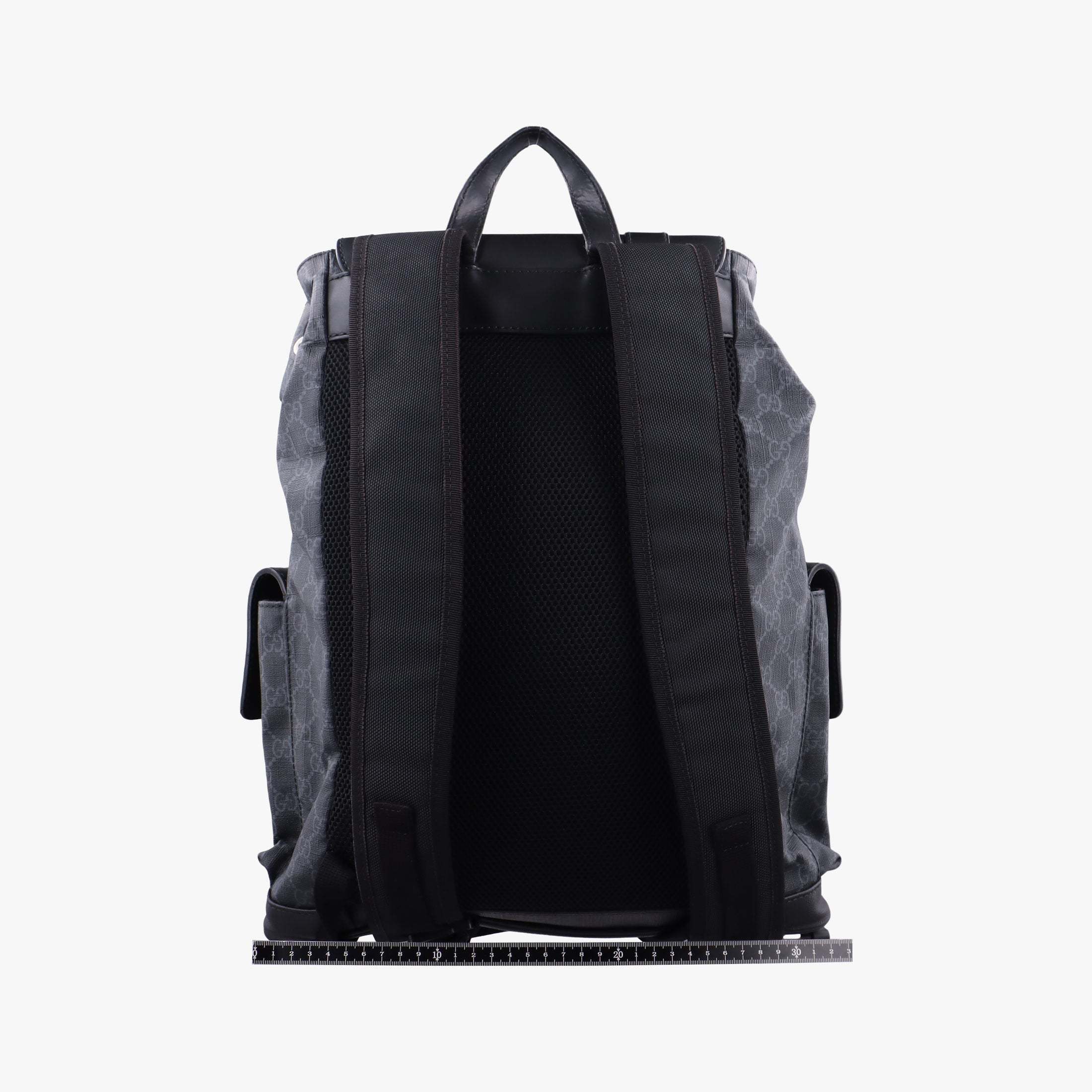 Pre-owned Gucci GG Supreme Black x Gray x Navy x Red PVC coated canvas×Leather 495563 backpack/rucksack | stylenewstar