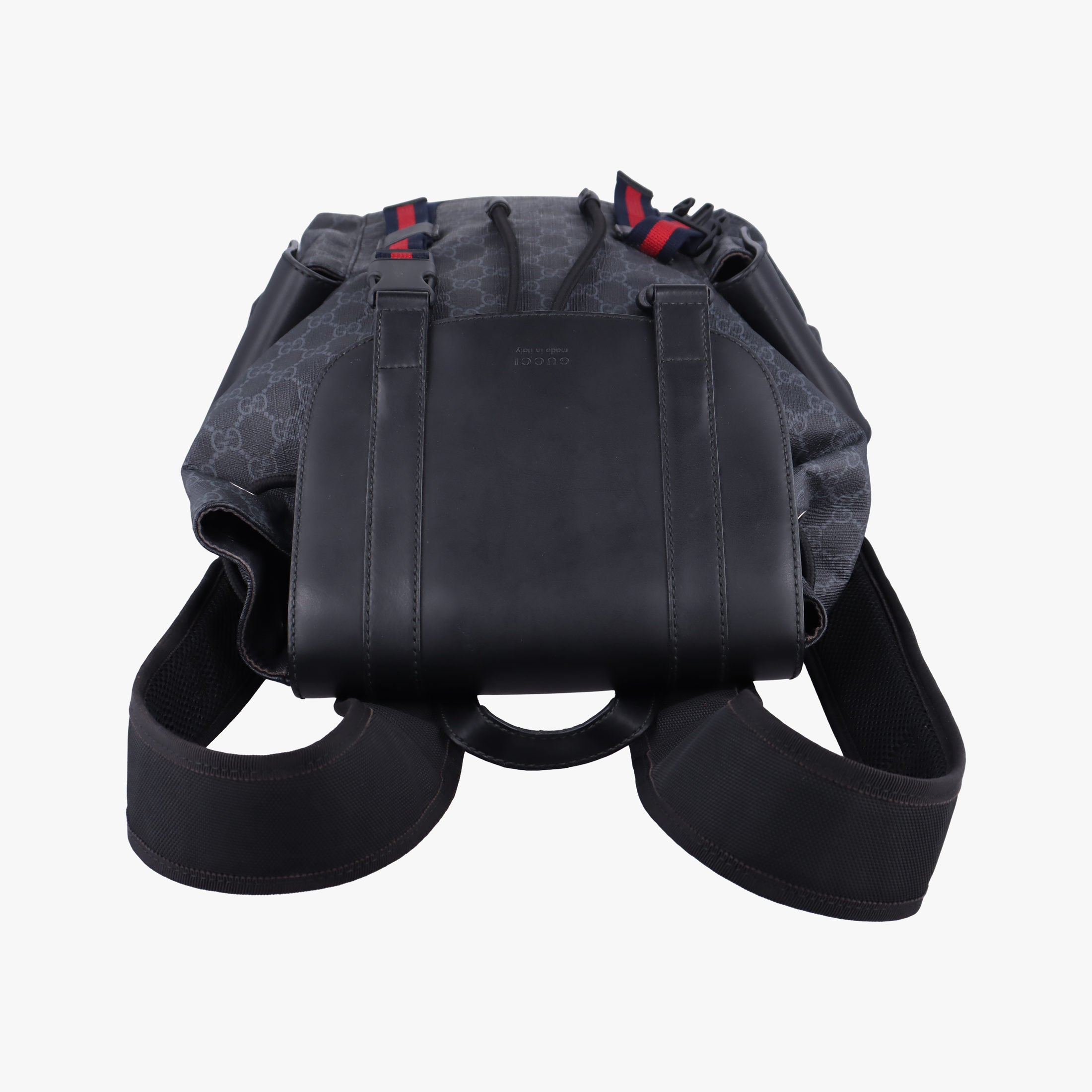 Pre-owned Gucci GG Supreme Black x Gray x Navy x Red PVC coated canvas×Leather 495563 backpack/rucksack | stylenewstar