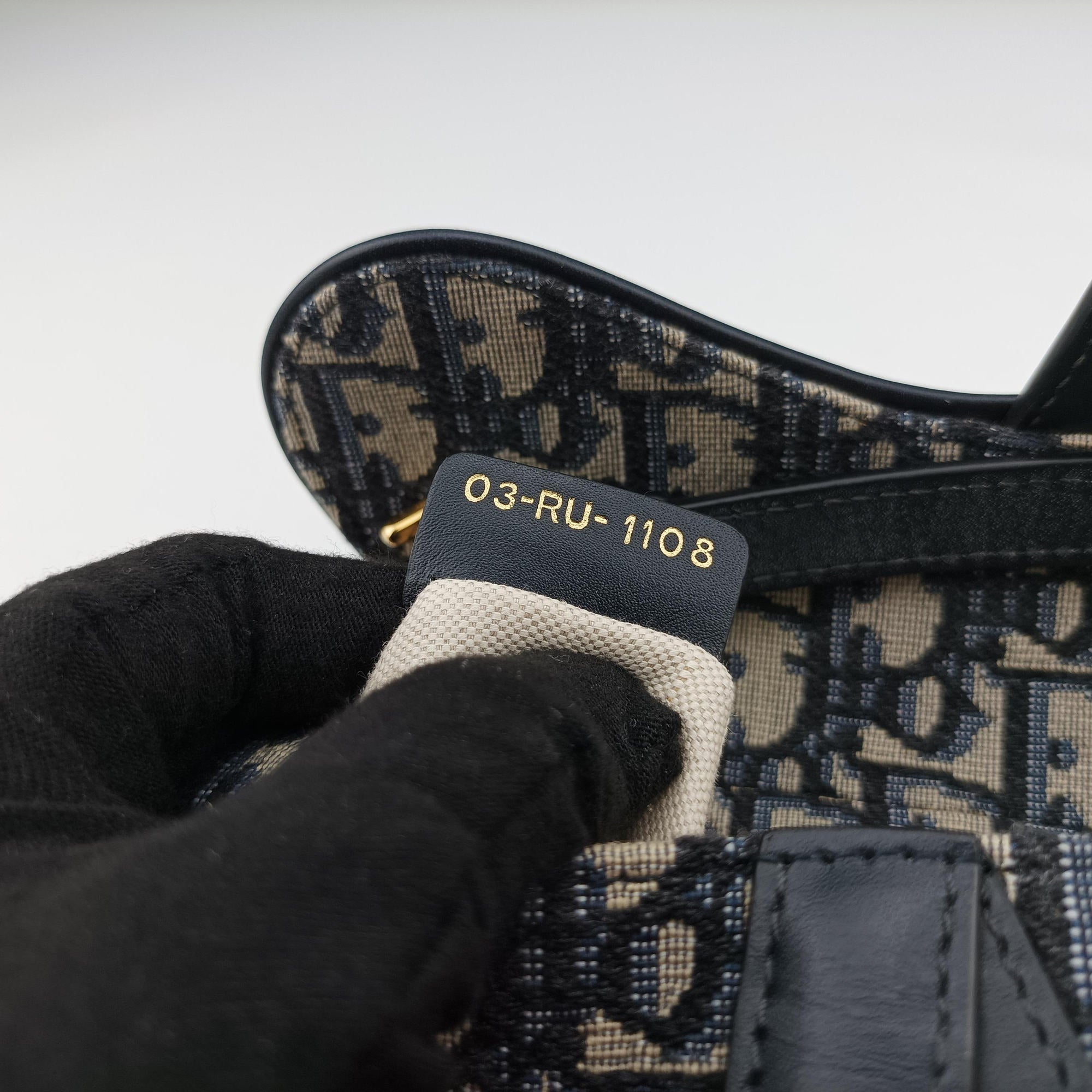Vintage Christian Dior Saddle Navy×grey Jacquard × Leather  handbag | stylenewstar