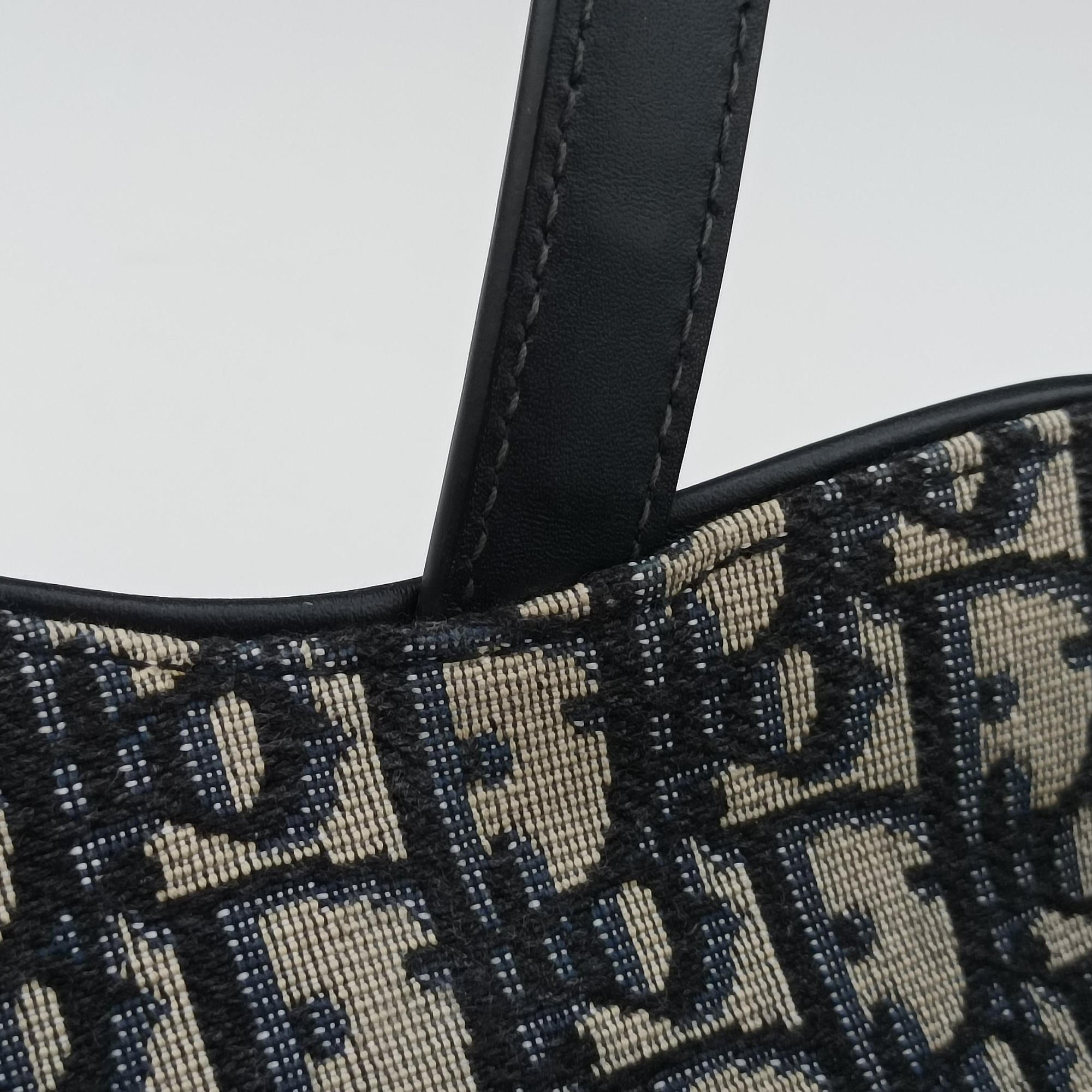 Vintage Christian Dior Saddle Navy×grey Jacquard × Leather  handbag | stylenewstar