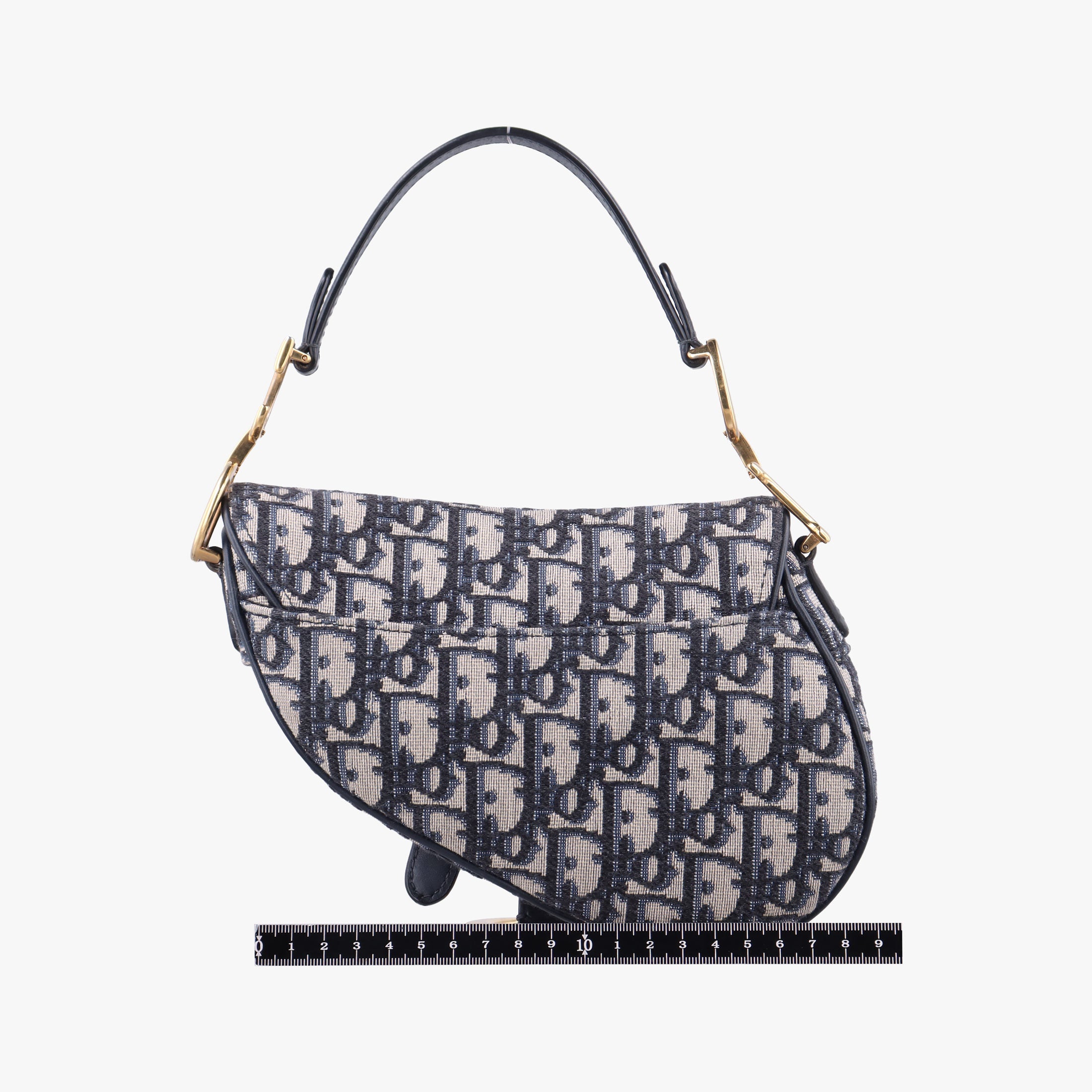 Vintage Christian Dior Saddle Navy×grey Jacquard × Leather  handbag | stylenewstar