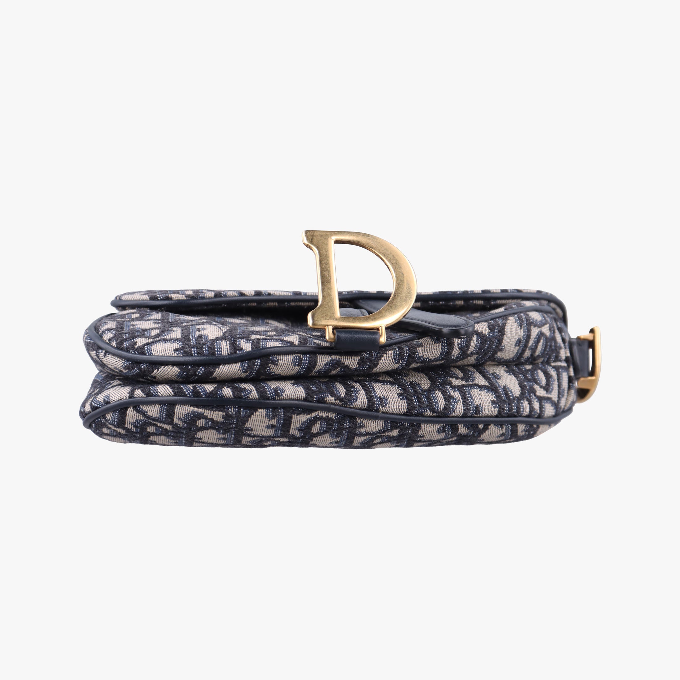 Vintage Christian Dior Saddle Navy×grey Jacquard × Leather  handbag | stylenewstar